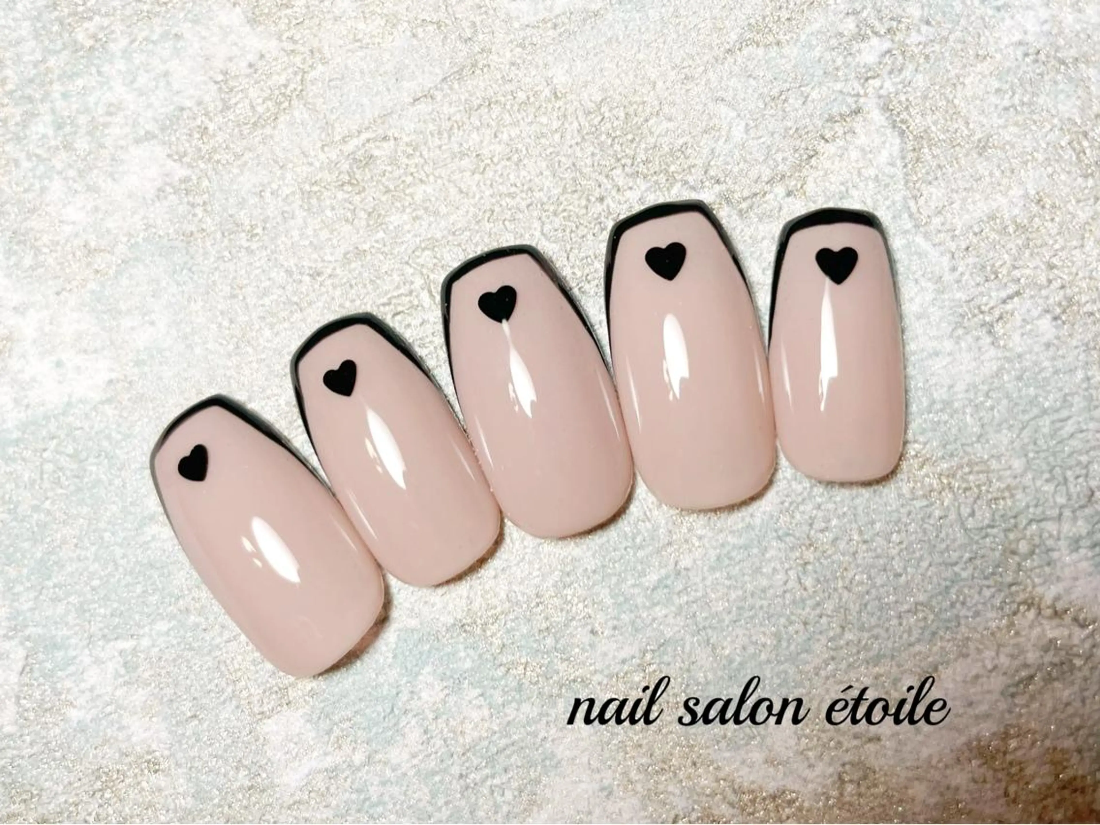 ネイル アートネイル フレンチネイル ジェルネイル ハート ピンク ハンドネイル nail salon étoileのネイルデザイン