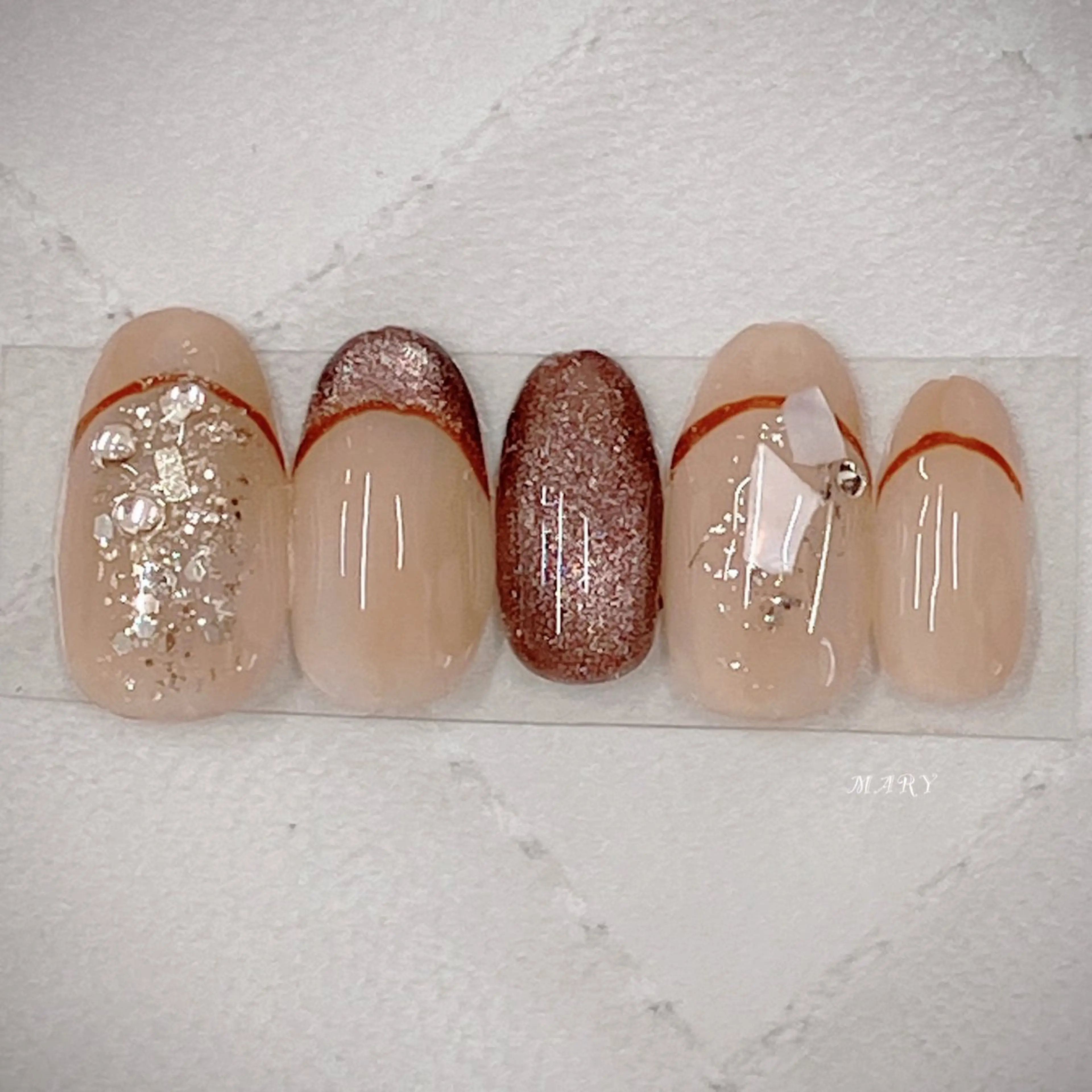ネイル ブラウン フレンチネイル マグネットネイル ニュアンスネイル ハンドネイル Mary nail .narumiのネイルデザイン