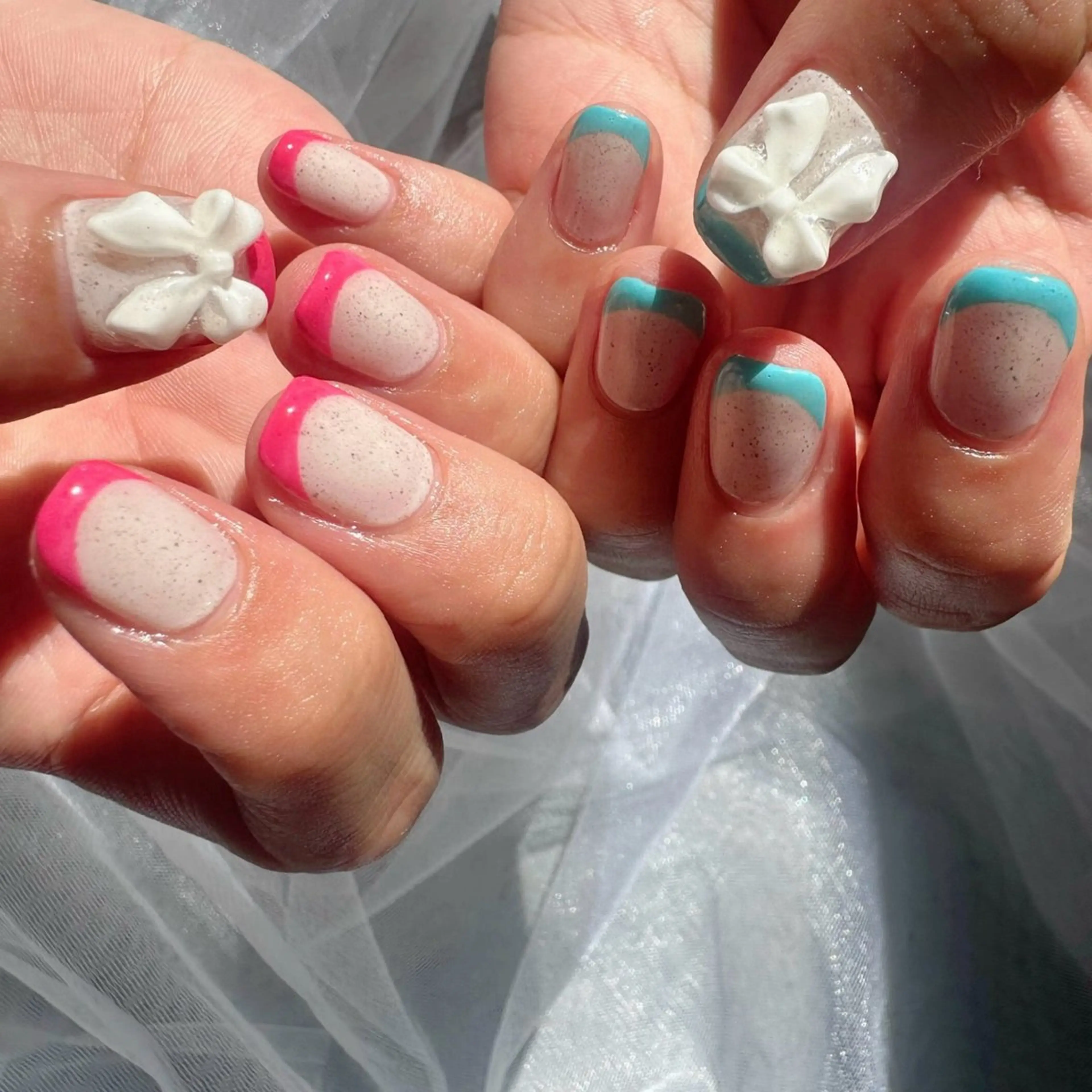 ネイル ブルー クリアネイル フレンチネイル ジェルネイル 氷ネイル・うるうるネイル 🪞KAPE NAIL 🪞のネイルデザイン