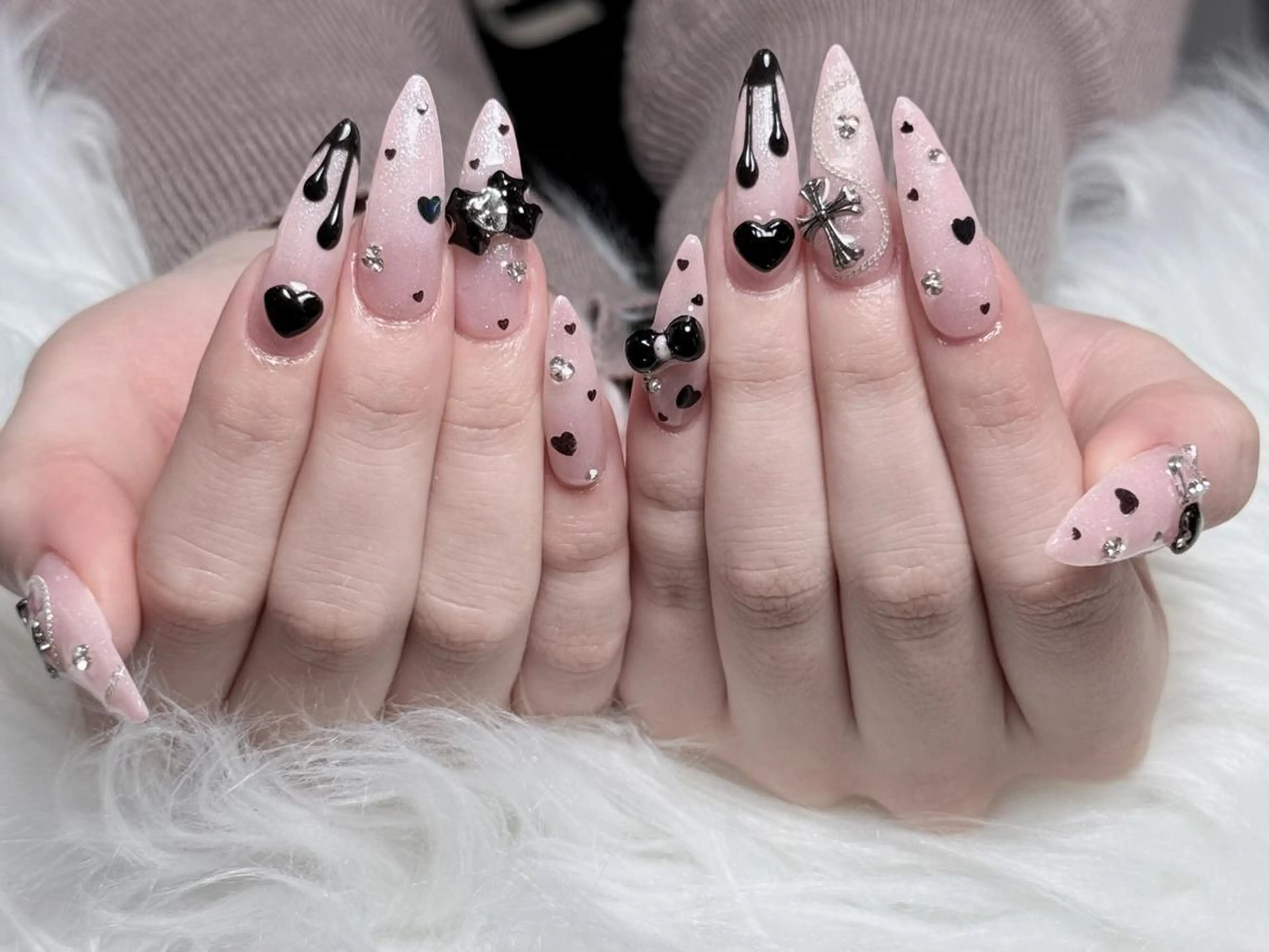 ネイル 長さ出し グラデーション 卒業式 キラキラネイル マグネットネイル ハンドネイル アンアンBelle Nail 池袋のネイルデザイン