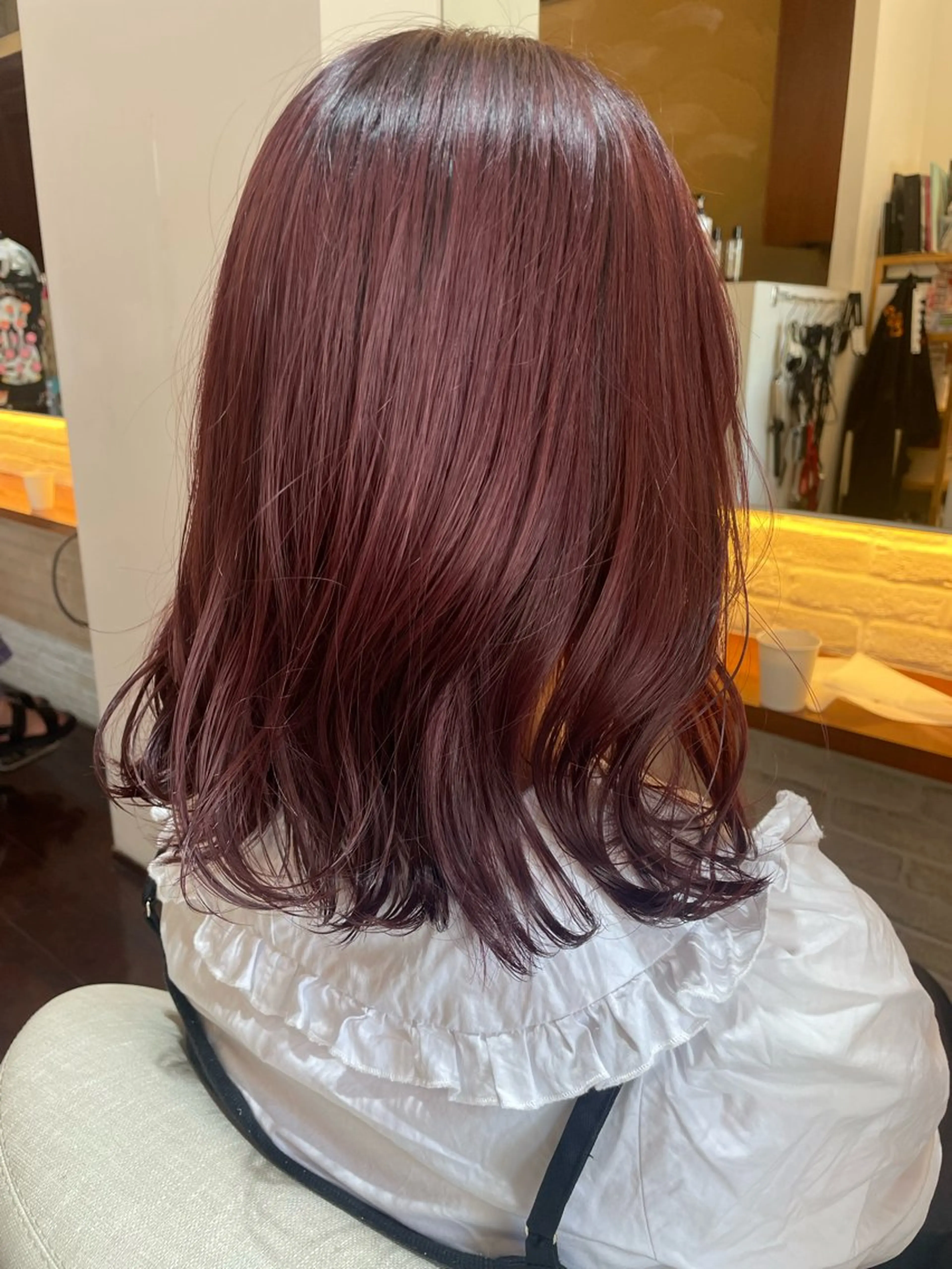 ミディアム カラー ブラウンカラー ピンクカラー ピンクブラウン カット ヘアカラー トリートメント CoCooN 店長 さのえみのヘアスタイル