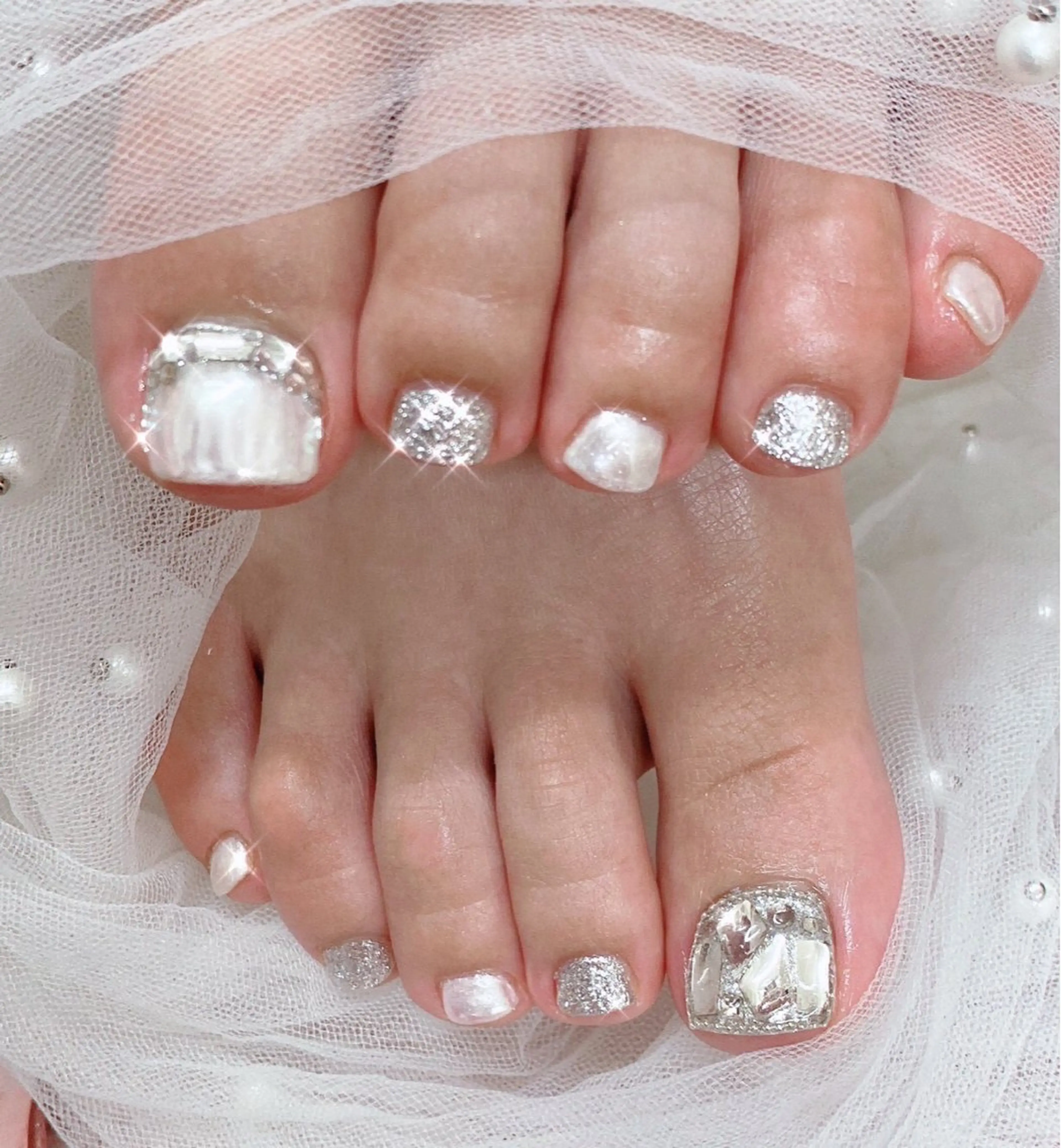 ネイル フットネイル ゴールド マグネットネイル ミラーネイル 持ち込み 大門浜松町 ネイルのネイルデザイン