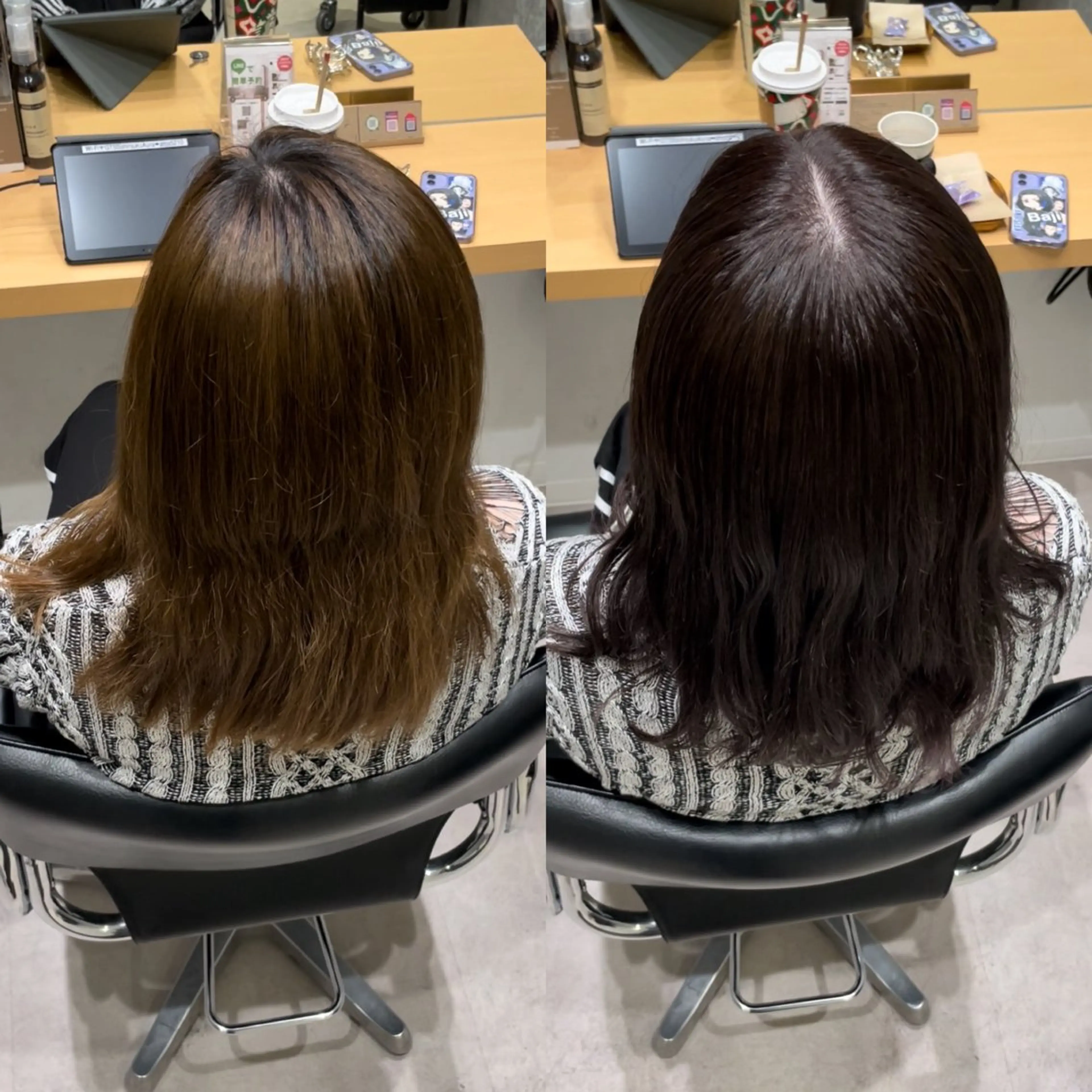 セミロング カラー アディクシーカラー 透明感カラー エドルカラー グレージュ トリートメント 髪質改善ヘアケア 艶髪特化/上田のヘアスタイル