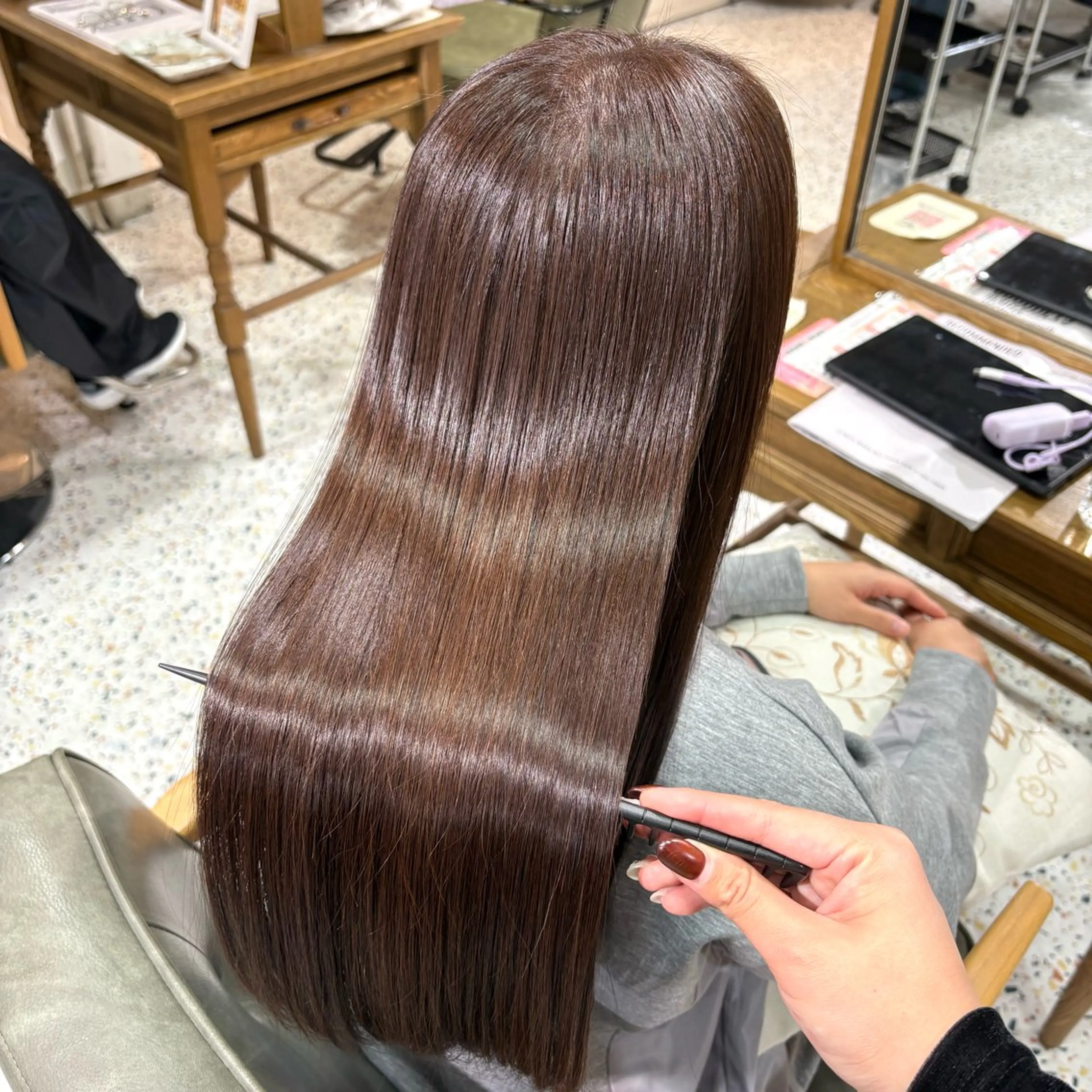 ロング カット ヘアカラー 縮毛矯正 クセ/うねり改善/ 縮毛矯正🫧ゆりのヘアスタイル