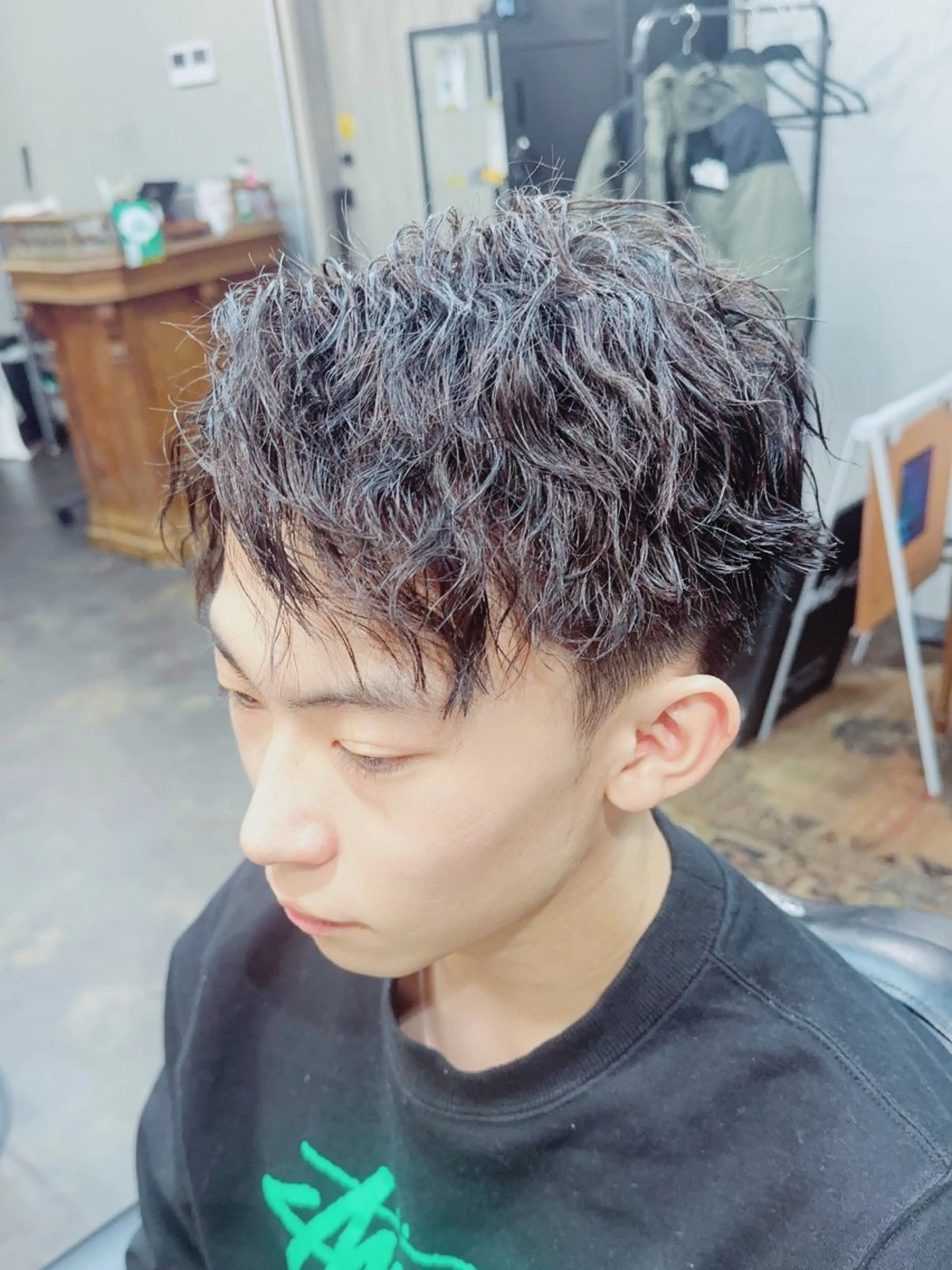 ショート パーマ ヘアアレンジ メンズ mid-c アシスタントひさとのヘアスタイル