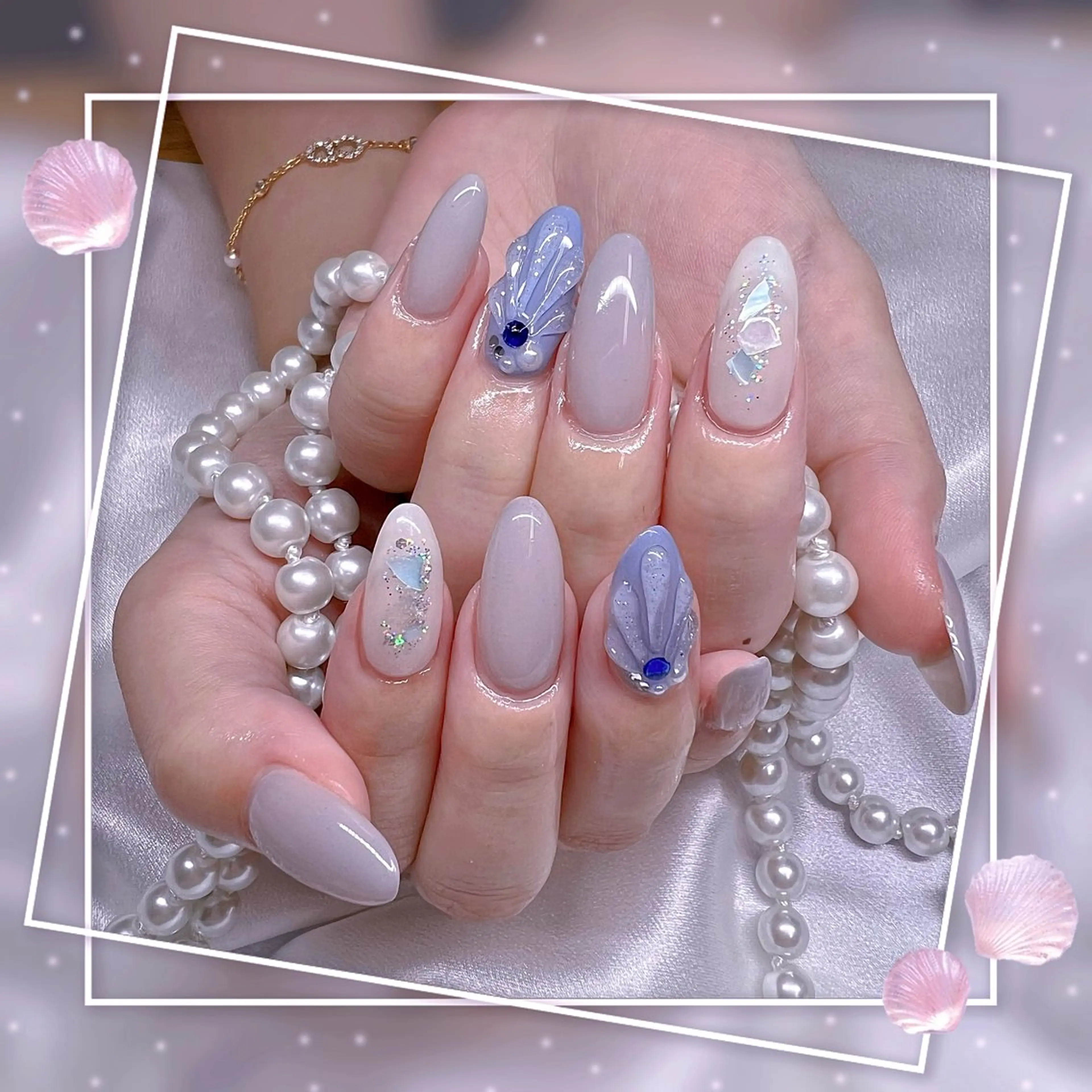 ネイル フレンチネイル グラデーション キラキラネイル 韓国ネイル マグネットネイル Chill Nailsalonのネイルデザイン