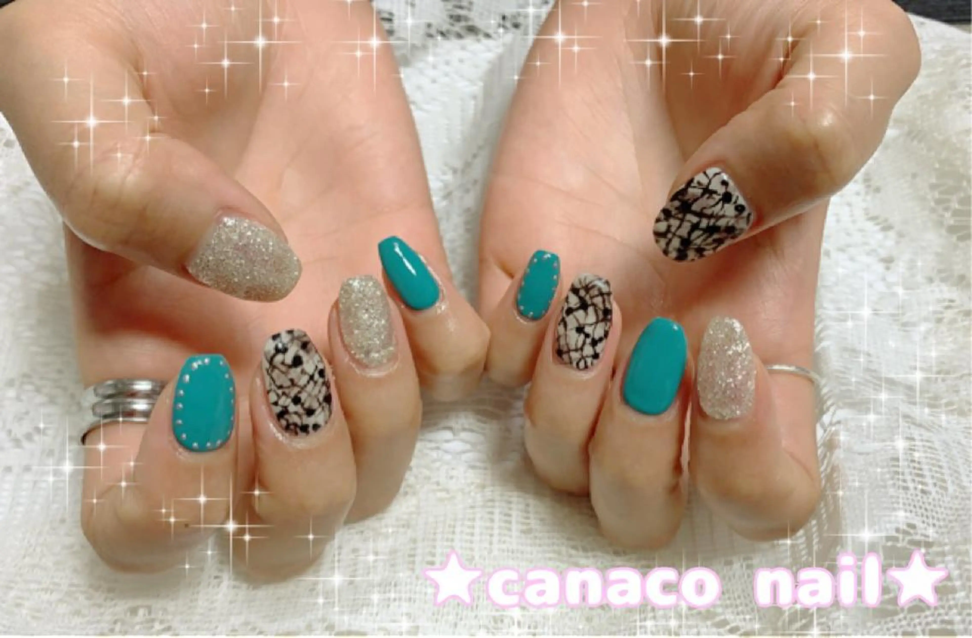 ネイル アートネイル ストーンネイル ハンドネイル ハンドケア ベテランネイル cnc  nailのネイルデザイン