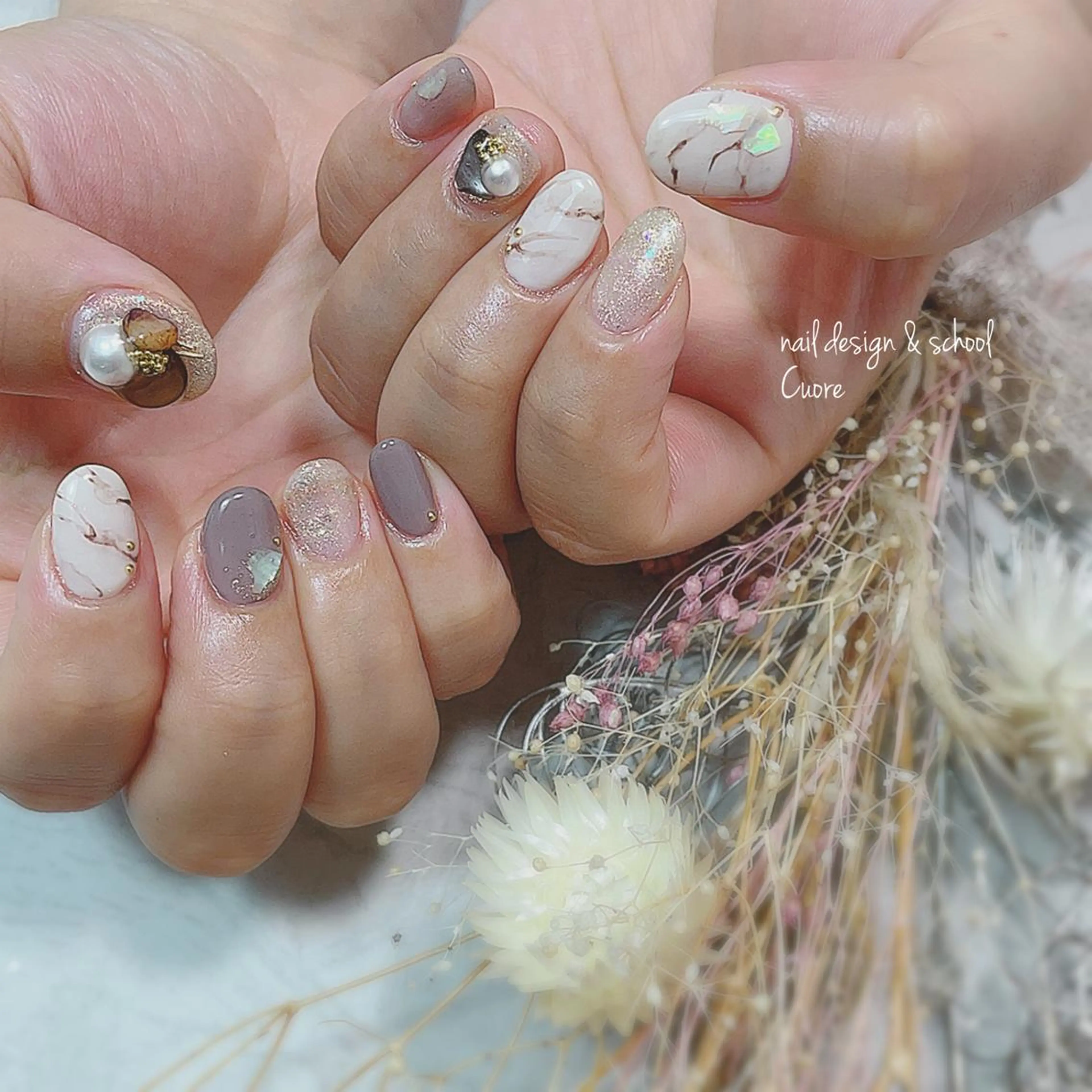 ネイル アートネイル ジェルネイル ニュアンスネイル シンプルネイル 春ネイル Cuore谷岡紗妃/ 宮崎台のネイルデザイン