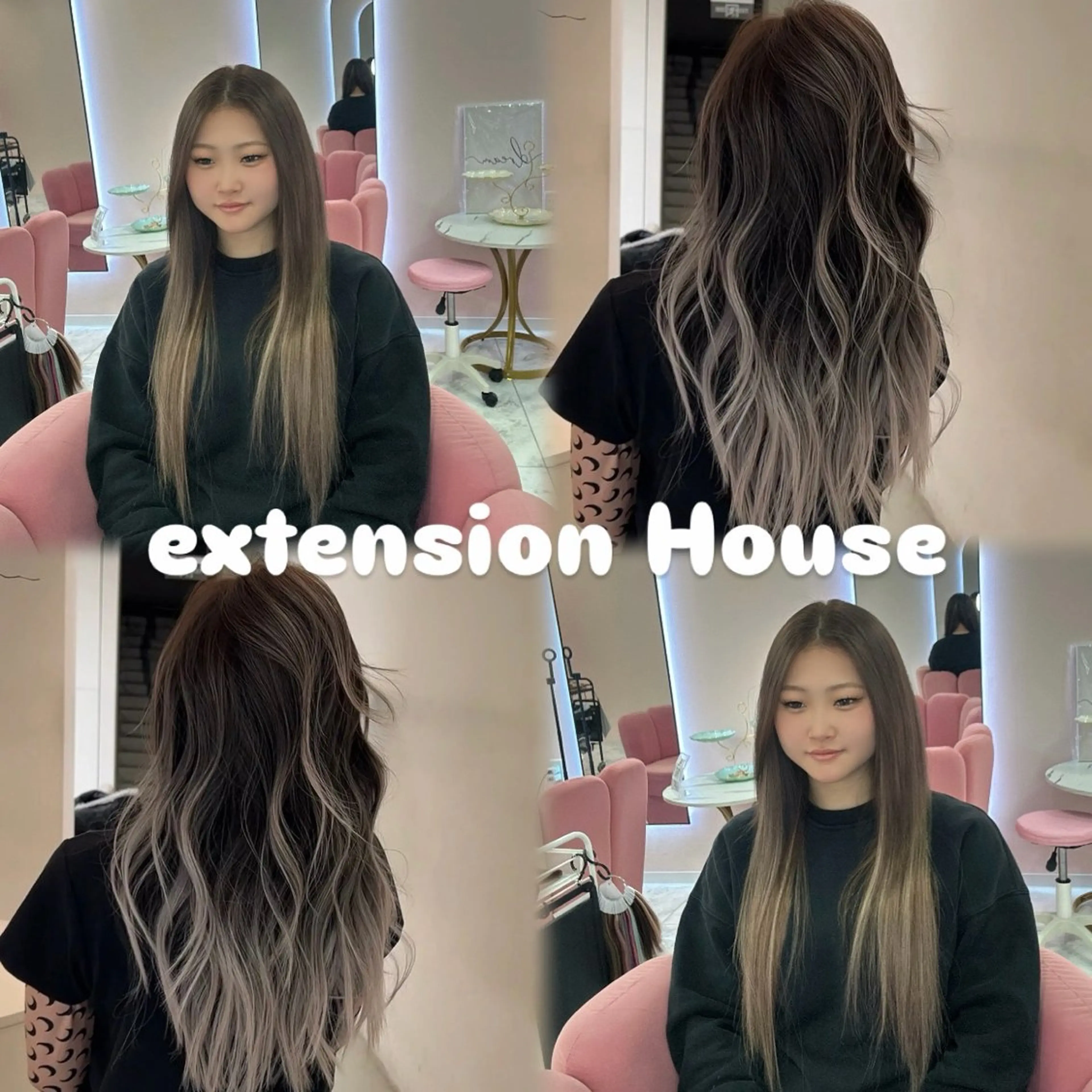 ロング エクステ ハイライト レイヤーカット カット エクステ シールエクステの女神 🍑Momo🍑のヘアスタイル