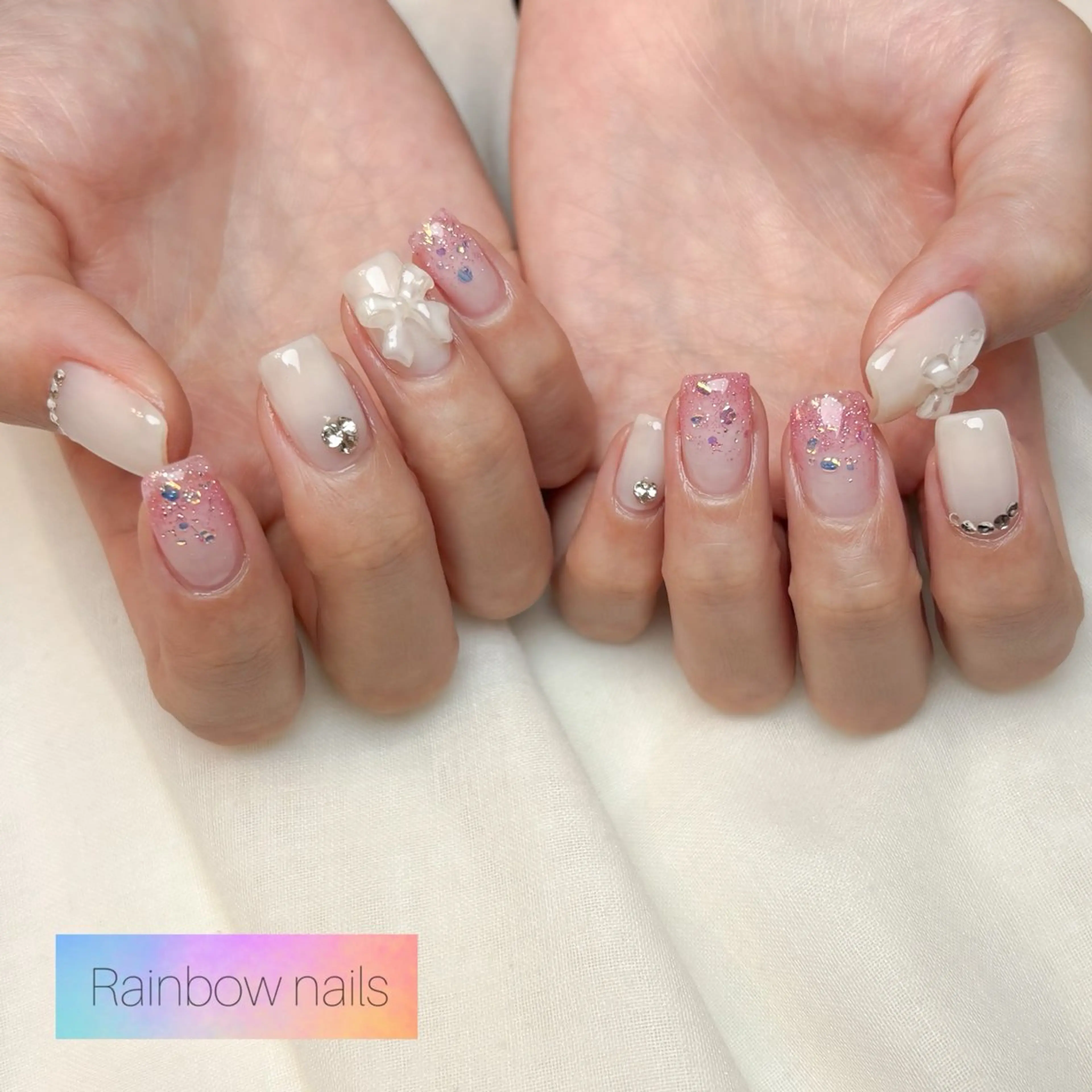 ネイル ハンドネイル Rainbow nailsくろちゃんのネイルデザイン