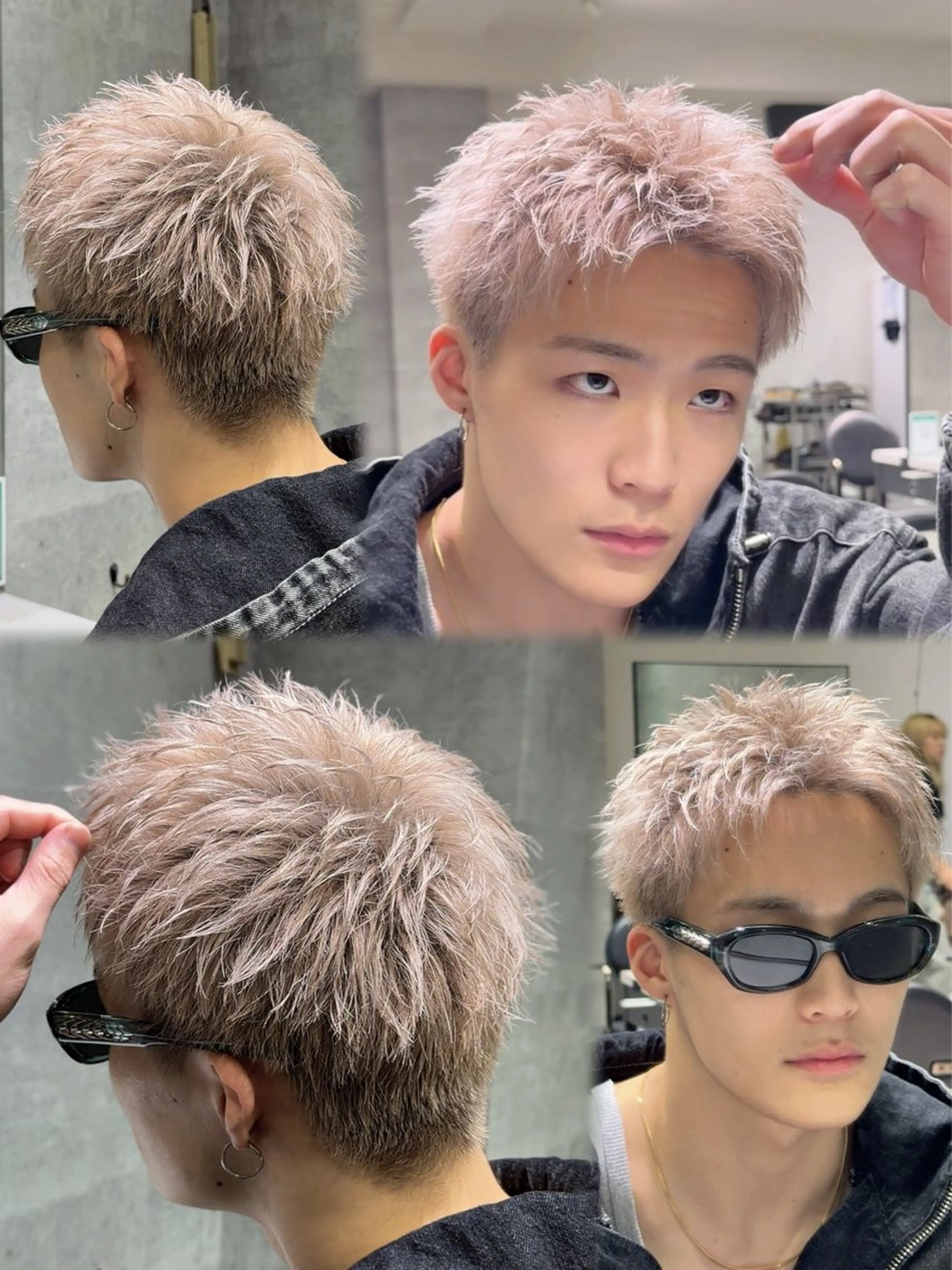 カラー メンズ スパイキーショート ブロンド カット ヘアカラー NOVA天王寺 武元　裕聖のヘアスタイル