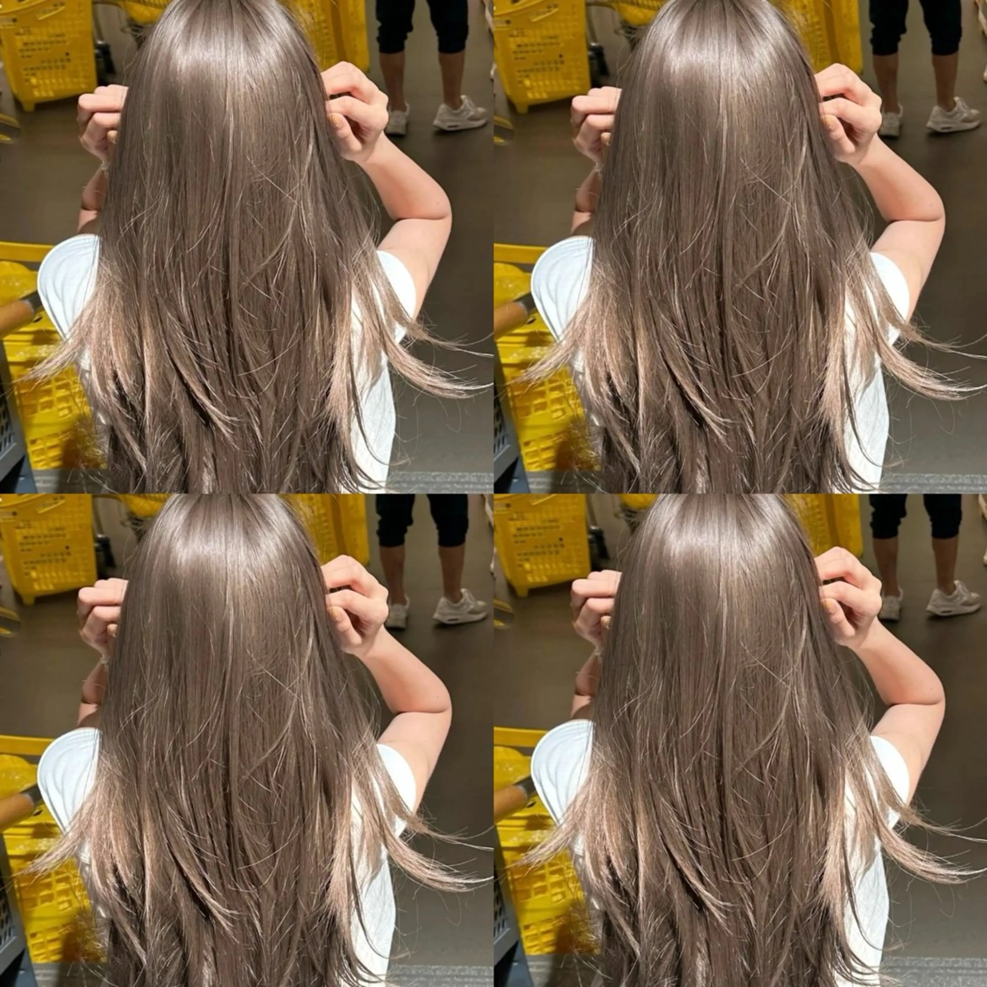 ミディアム カット ヘアカラー トリートメント 透明感♡グレージュ ♡ミルクティー♡のヘアスタイル