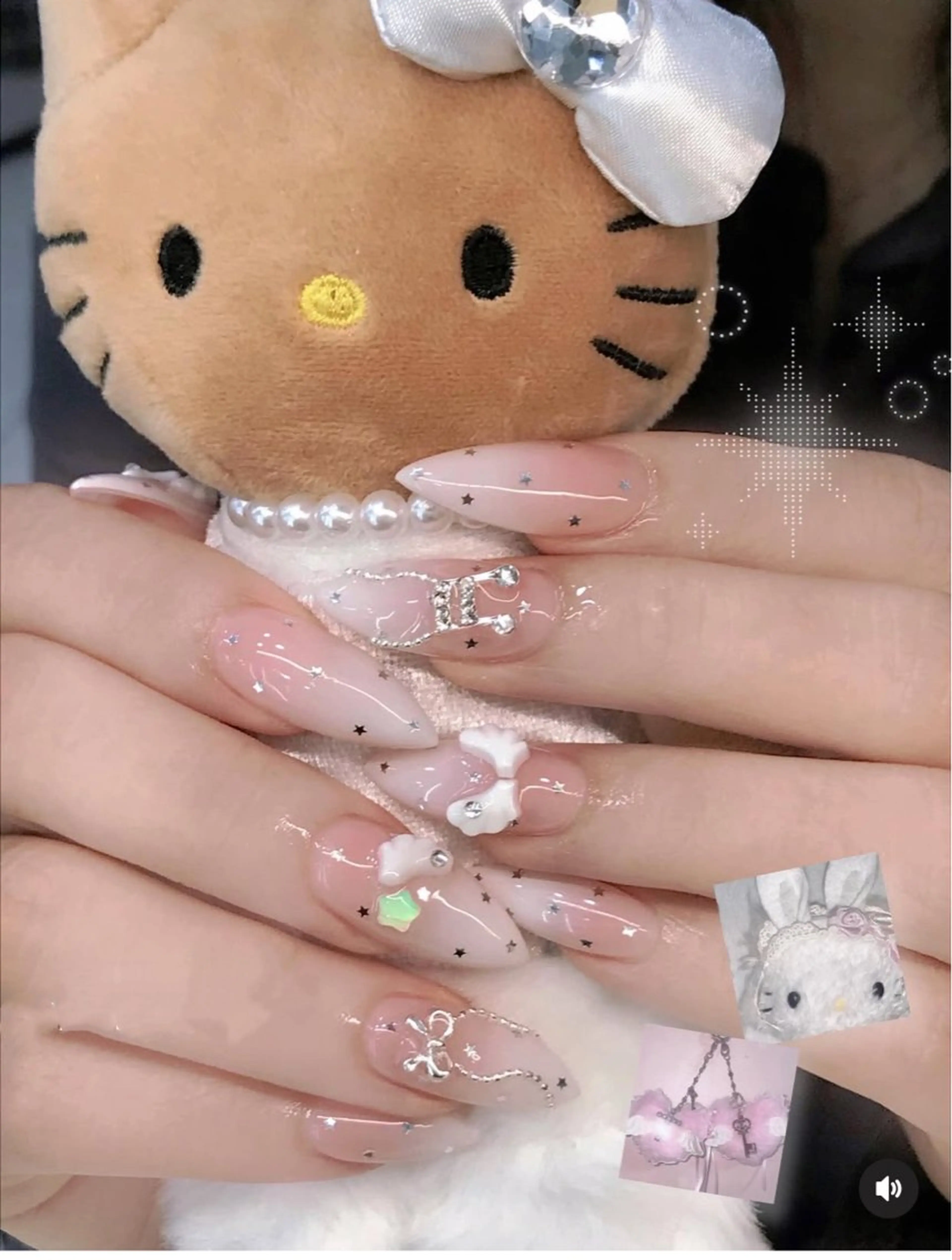 ネイル チークネイル 長さ出し フレンチネイル グラデーション マグネットネイル Sanie Salonのネイルデザイン