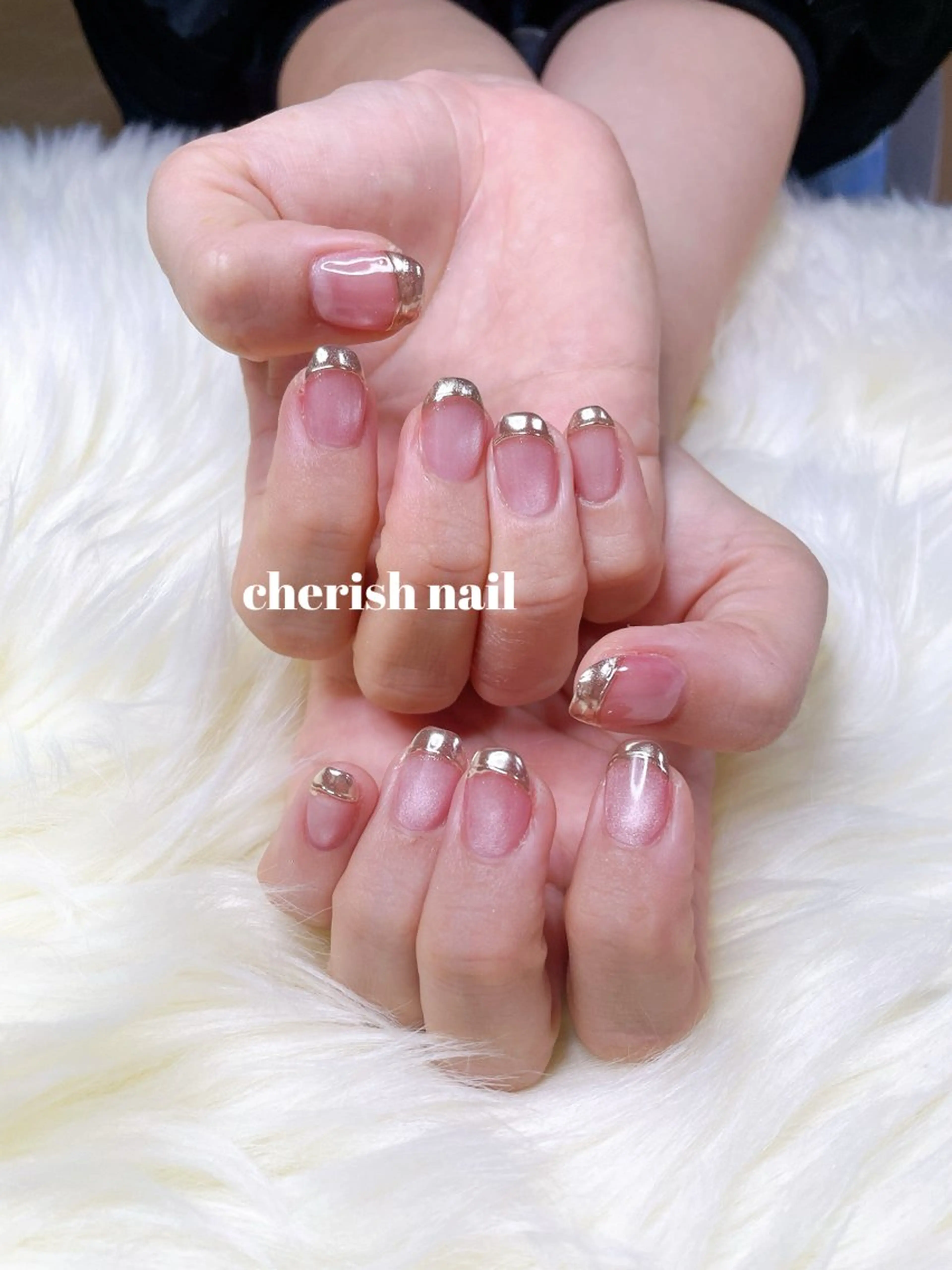 ネイル フレンチネイル マグネットネイル ミラーネイル ハンドネイル cherish nailのネイルデザイン
