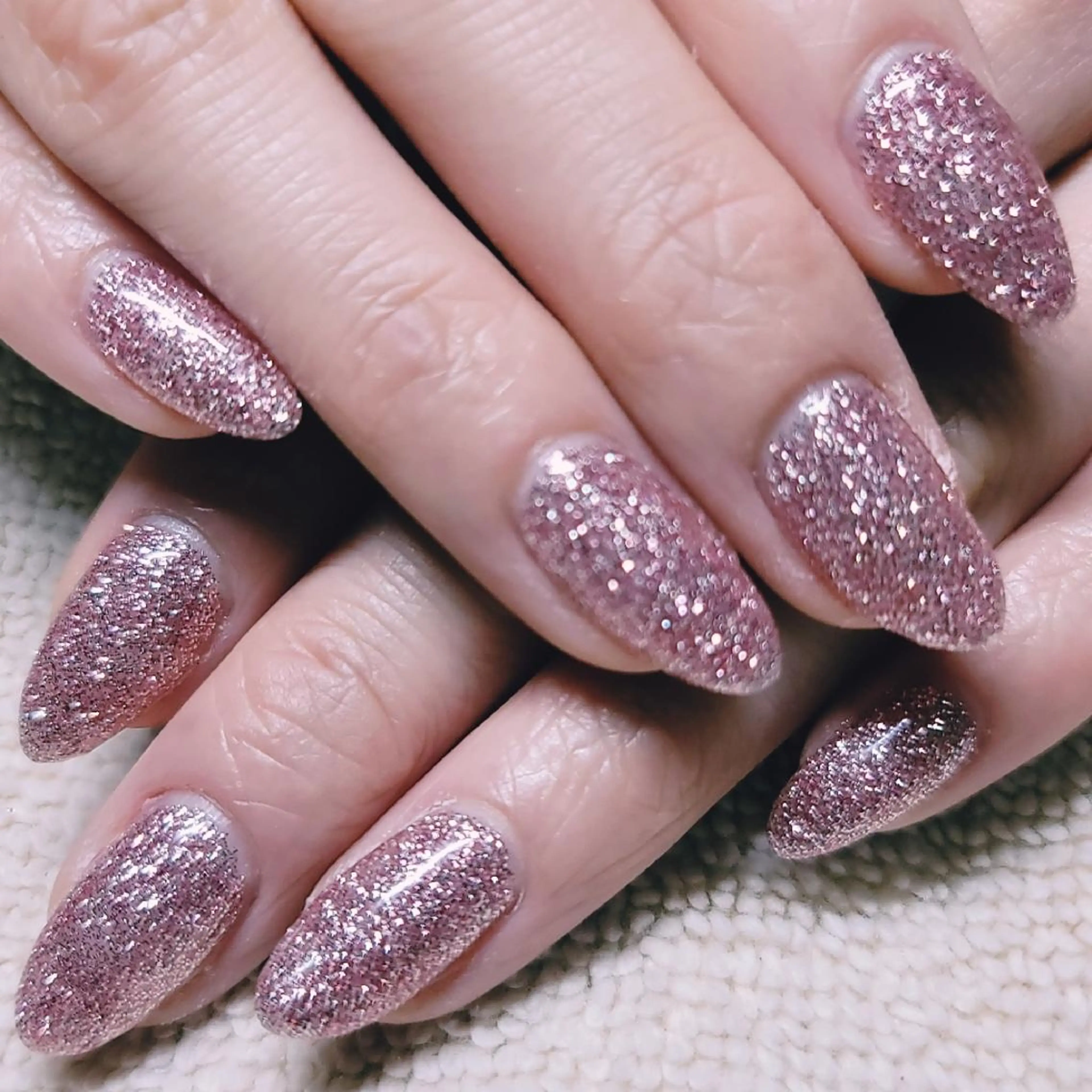ネイル ラメ(グリッター) ワンカラーネイル ピンク シルバー ハンドネイル よしだ ひろきのネイルデザイン