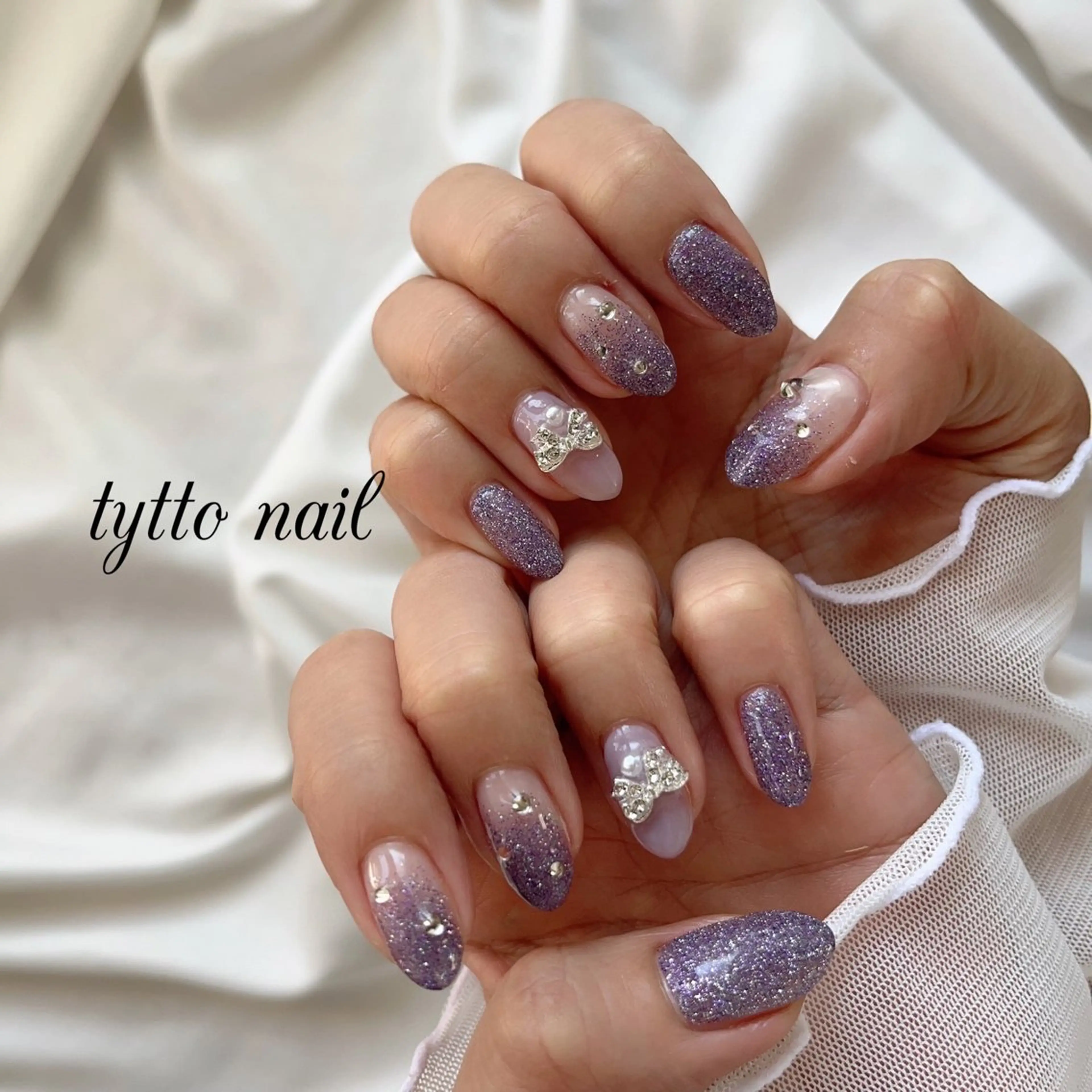 ネイル フラッシュネイル キラキラネイル ラメ(グリッター) ワンカラーネイル パープル ハンドネイル tytto nail ❤︎‪‪eri‪‪のネイルデザイン