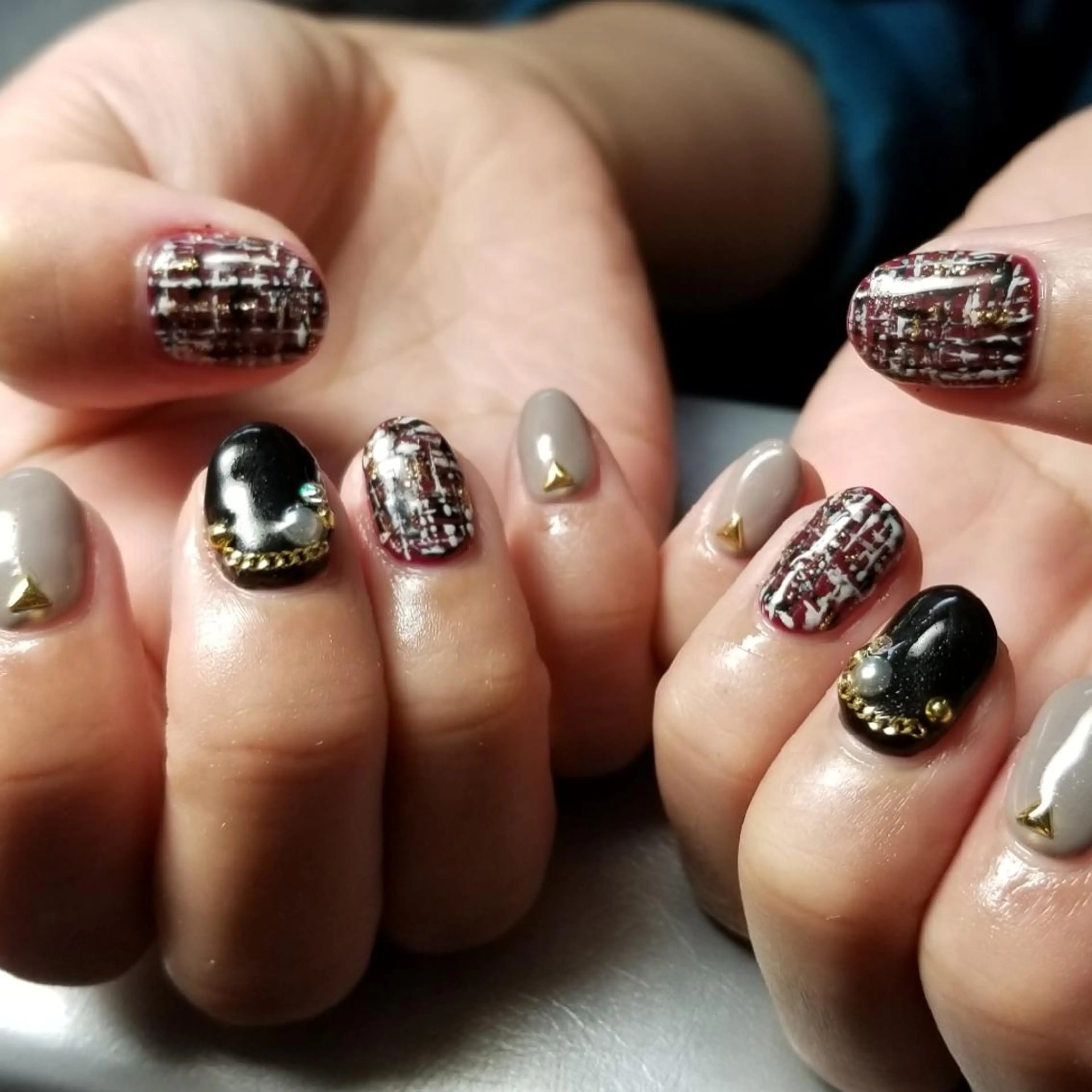 ネイル ツイードネイル ハンドネイル L'instant  Nail Artzのネイルデザイン