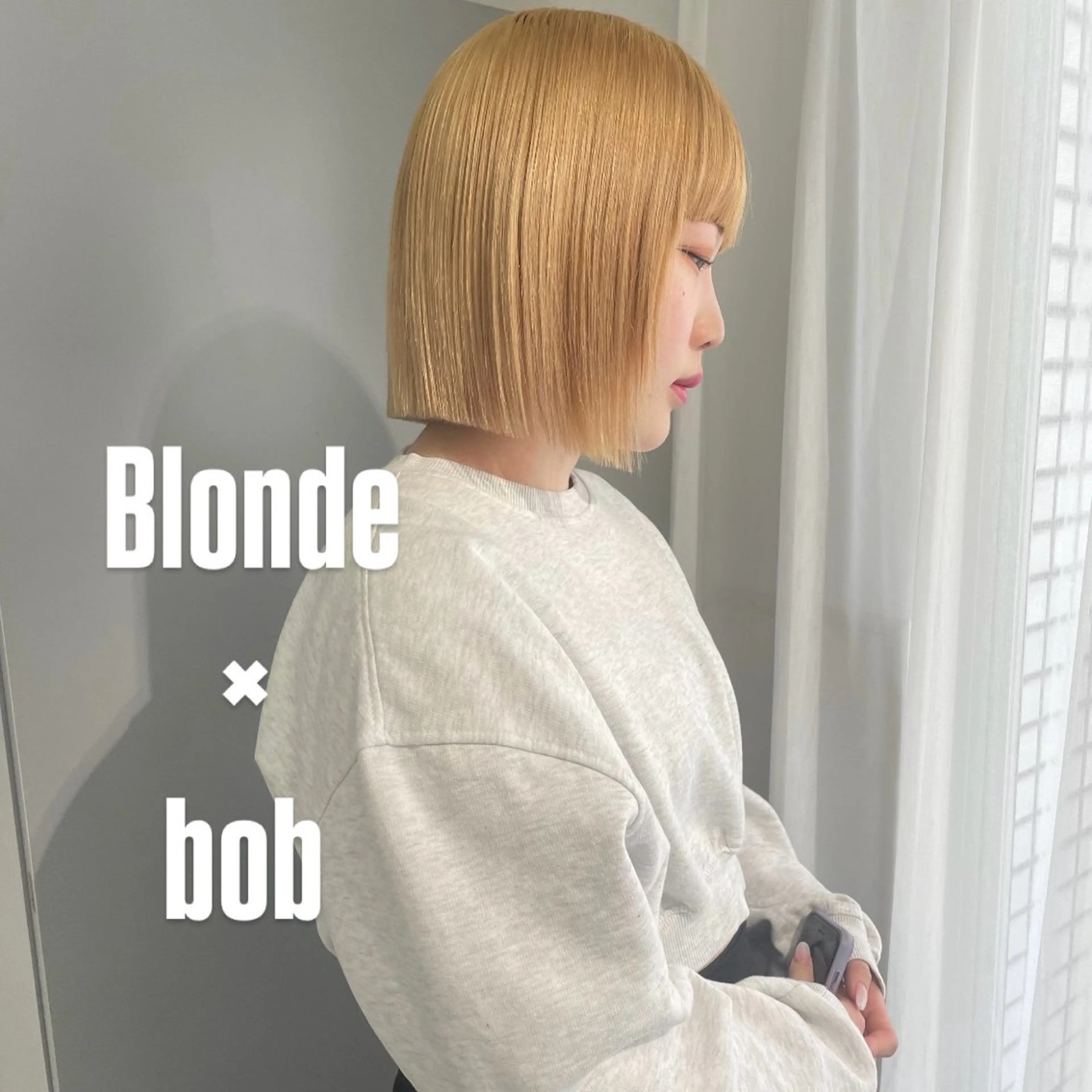 ショート 切りっぱなしボブ ボブ ヘアカラー ハイトーン/ボブ /HBL/AYUNAのヘアスタイル