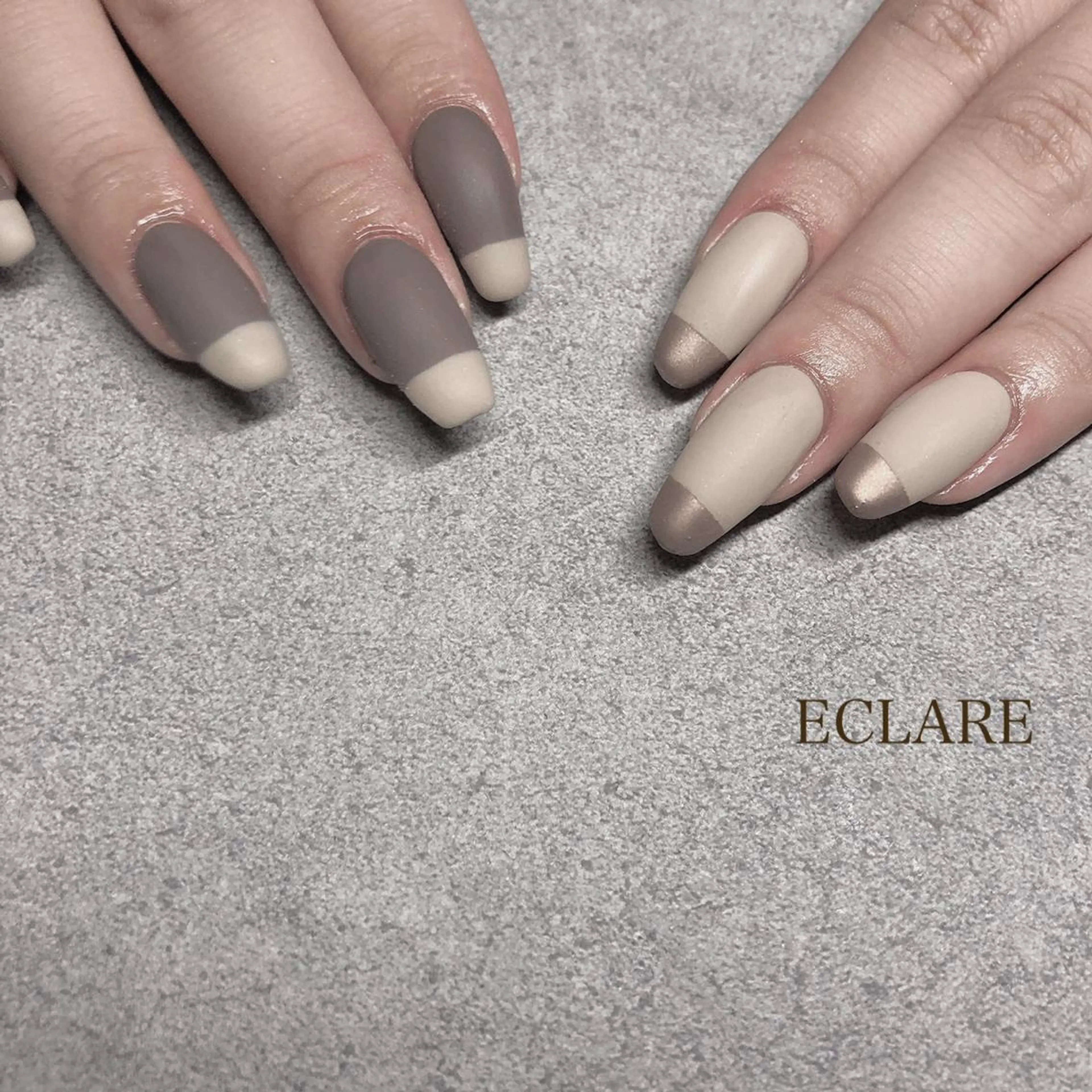 ネイル アートネイル ブラウン フットネイル フレンチネイル ジェルネイル ハンドネイル Nail Salon ECLAREのネイルデザイン