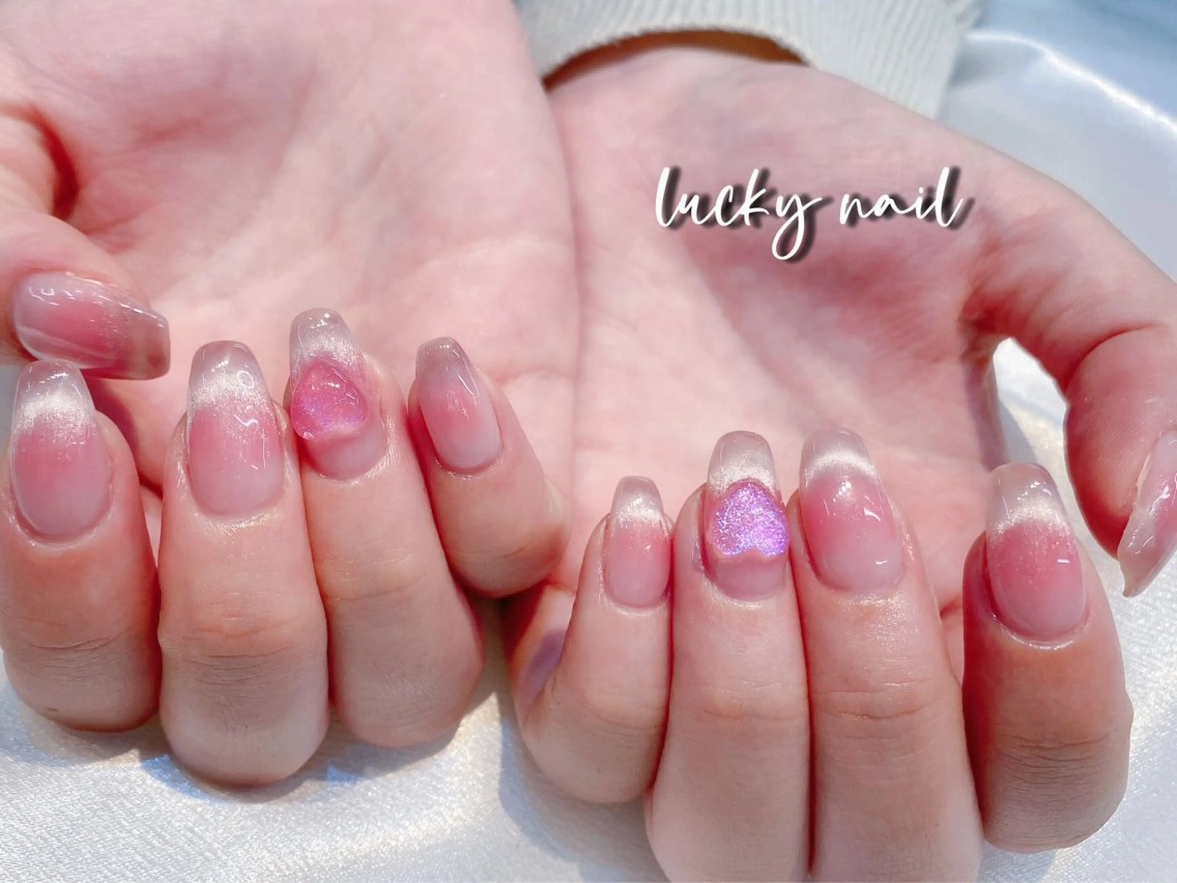 ネイル チークネイル 長さ出し ジェルネイル マグネットネイル 持ち込み ハンドネイル ハンドケア Lucky nail 小林和希のネイルデザイン