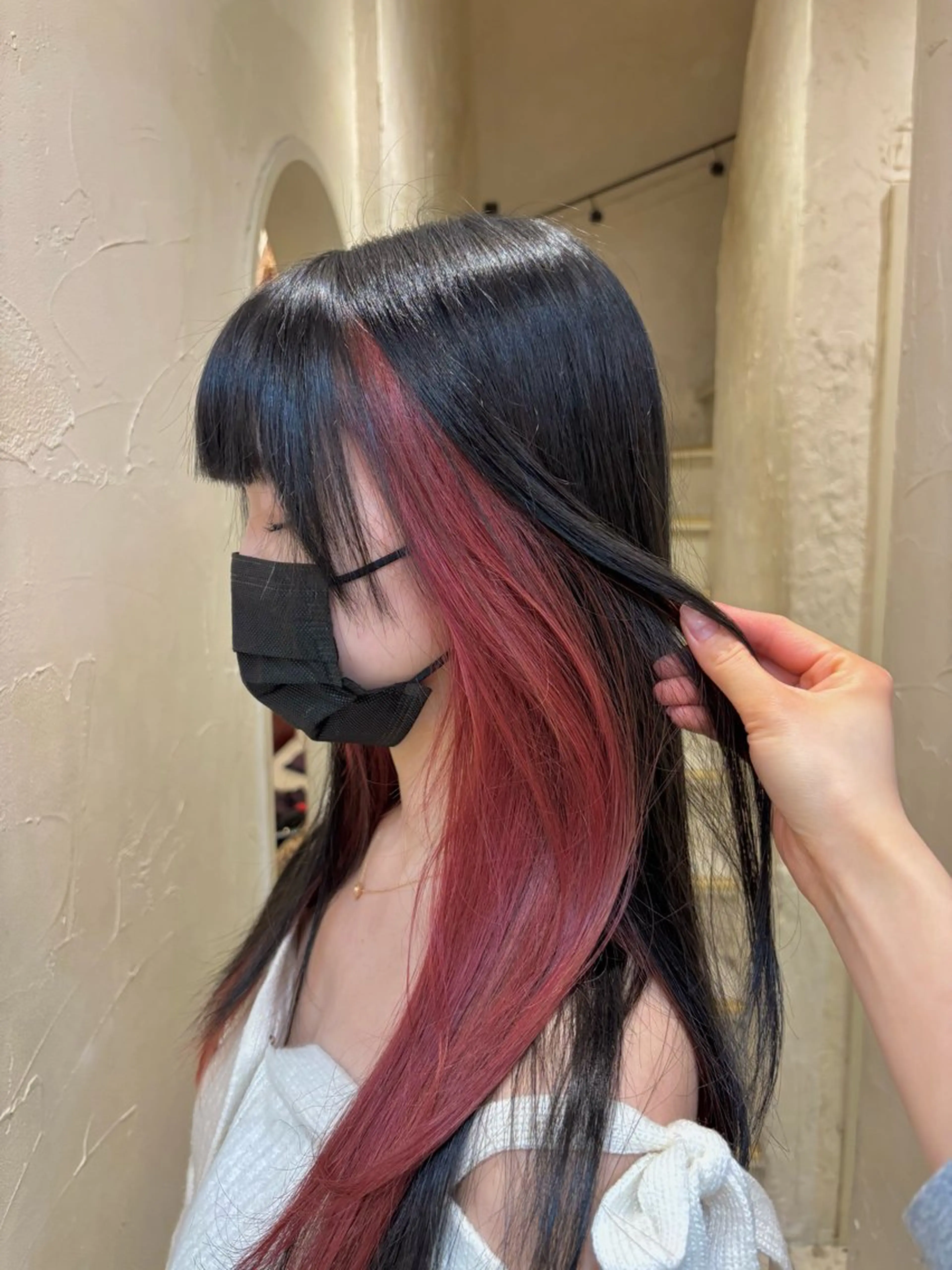 ロング カラー 黒髪 ブルーカラー ブルーブラック インナーカラー cocoa🎀 透明感カラー/パーマのヘアスタイル