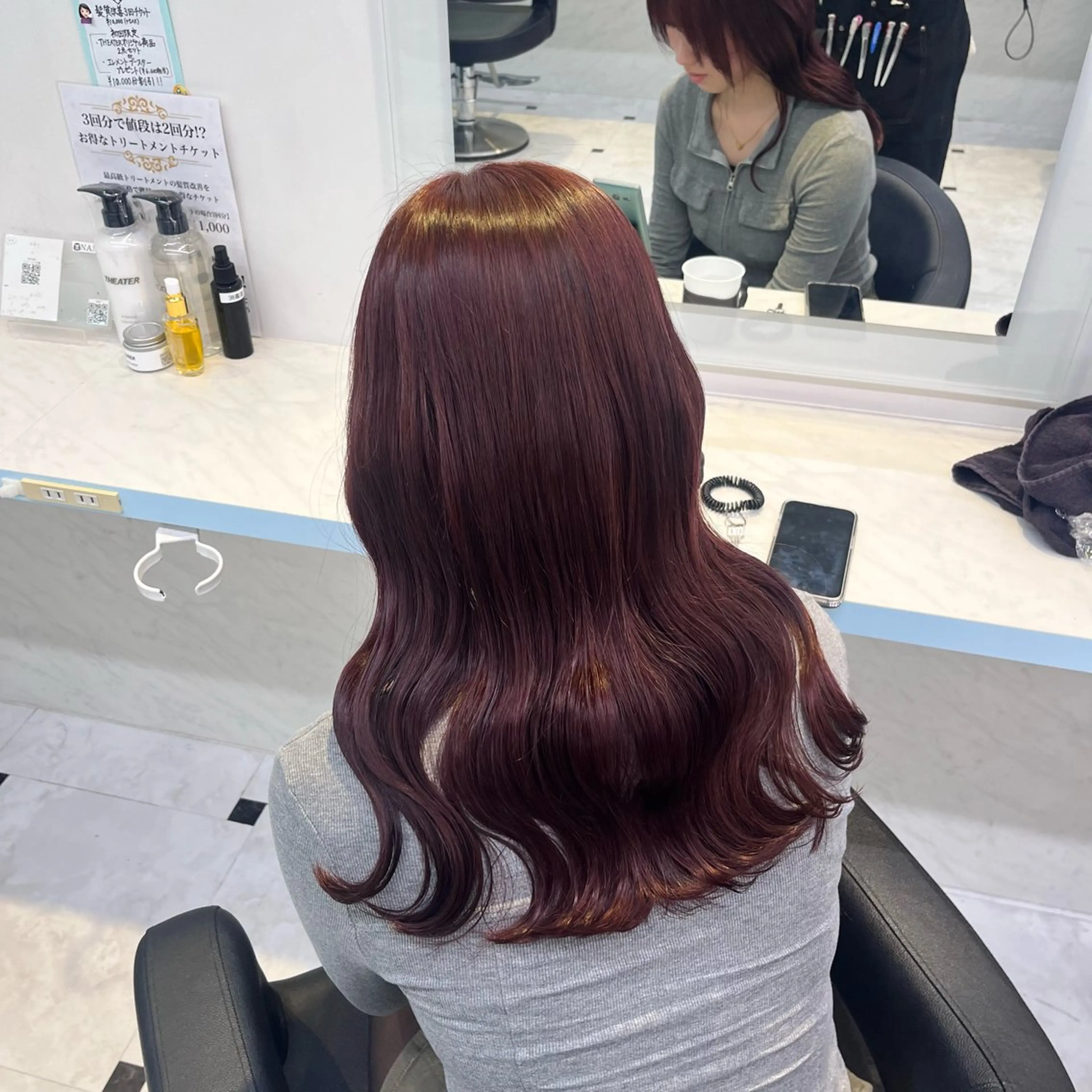 🍒4月限定🍒ブリーチなしWカラー+トリートメント💓色落ちまで可愛い ✨️コテ巻き付✨️の写真