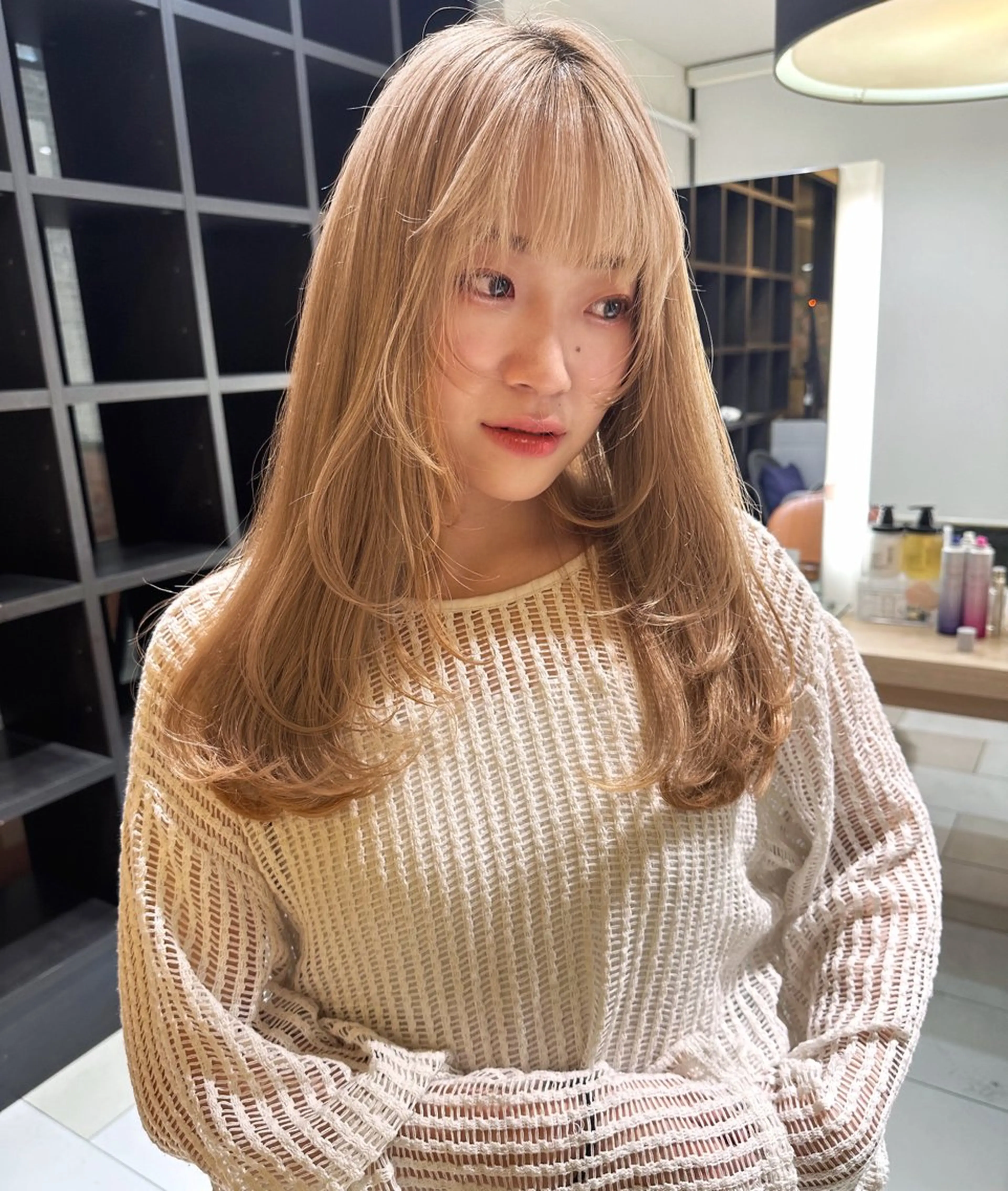 ロング カラー 顔周りカット hibiki/セット /透明感カラーのヘアスタイル