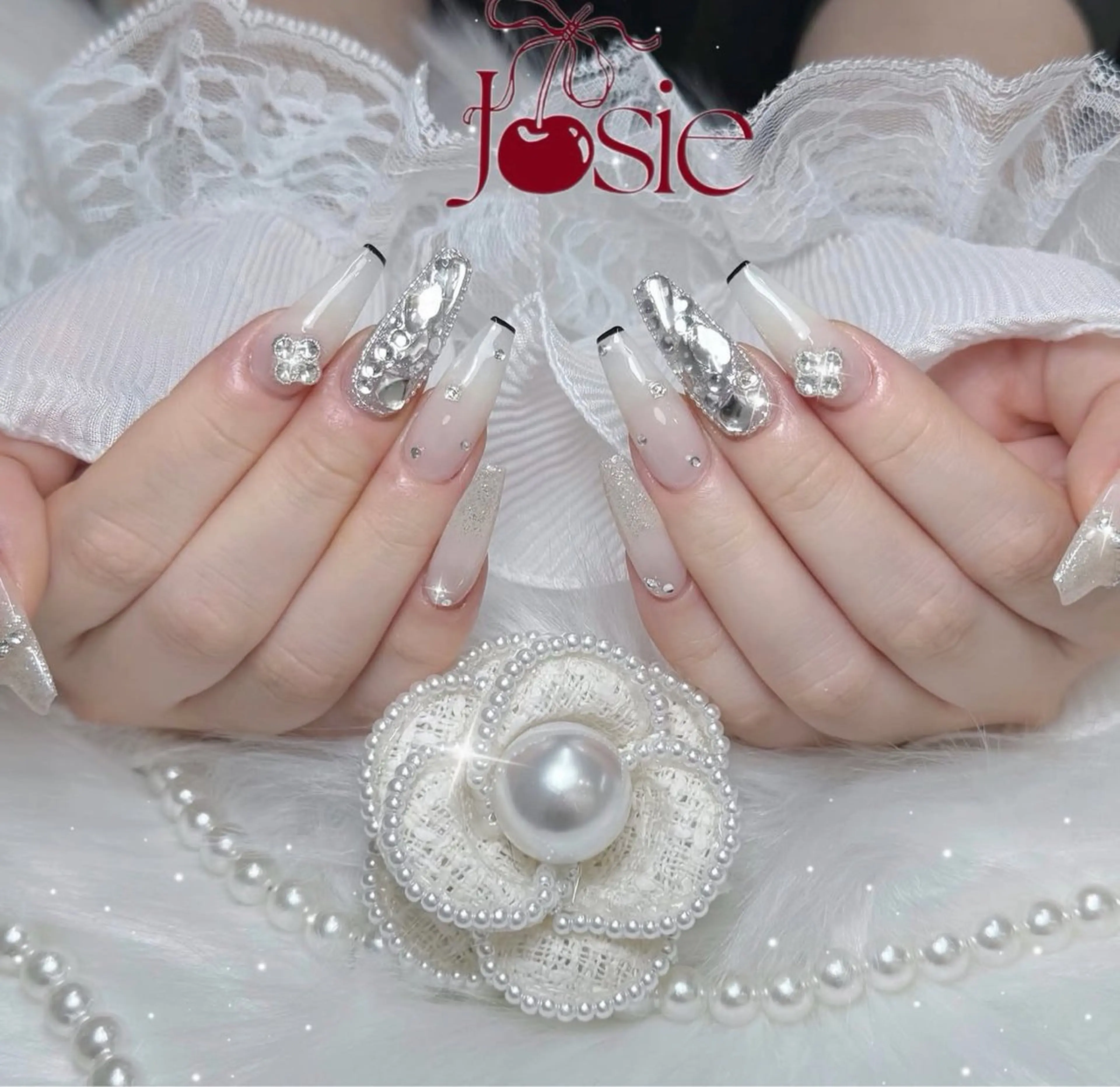 ネイル フレンチネイル キラキラネイル 韓国ネイル シンプルネイル ワンホンネイル ハンドネイル MEI Nailのネイルデザイン