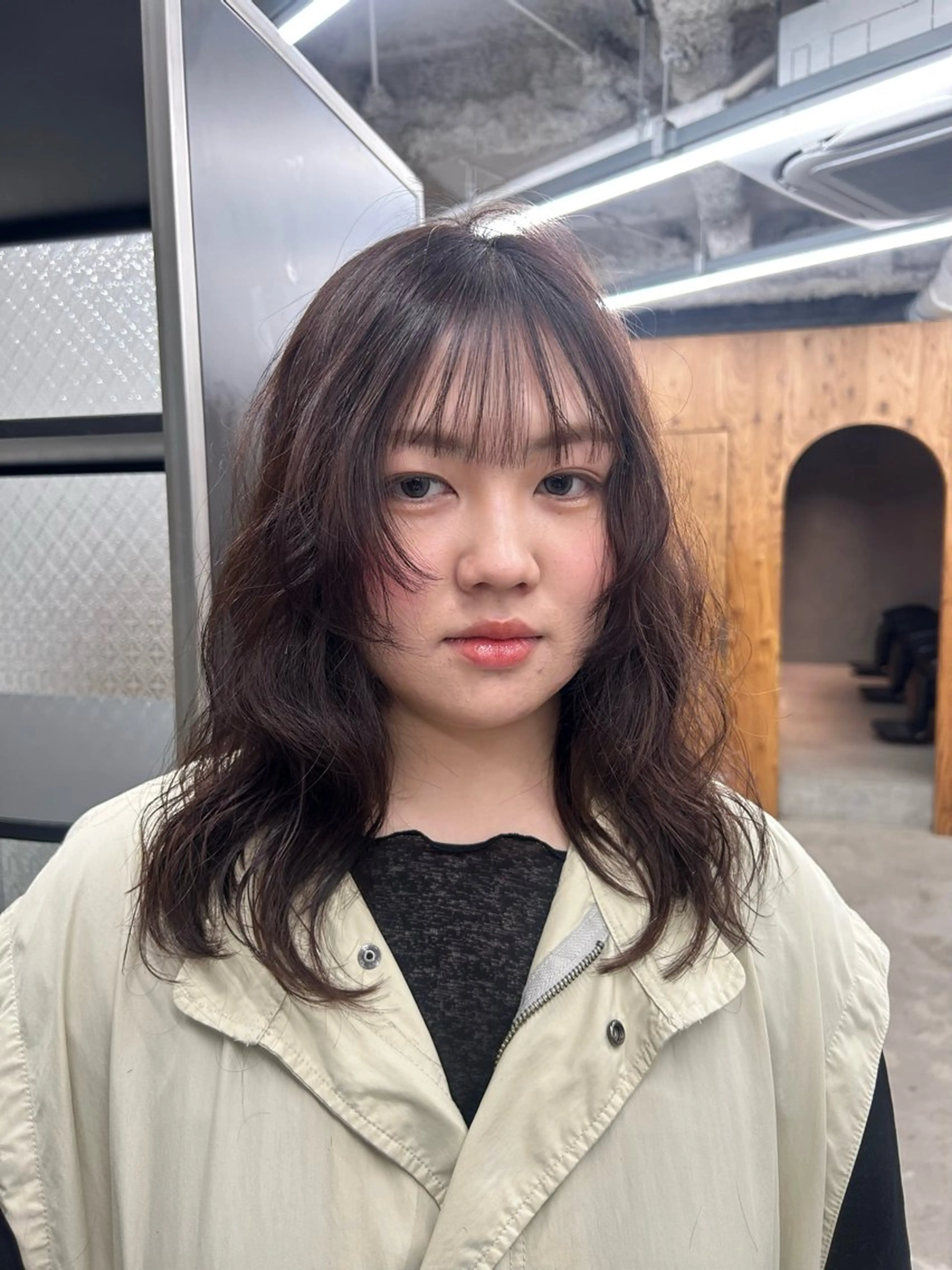 セミロング カラー パーマ セミロングパーマ ピンクカラー パープルカラー くせ毛 顔周りカット blink所属・ボブカット/ 透明感 カラー yuiのヘアスタイル