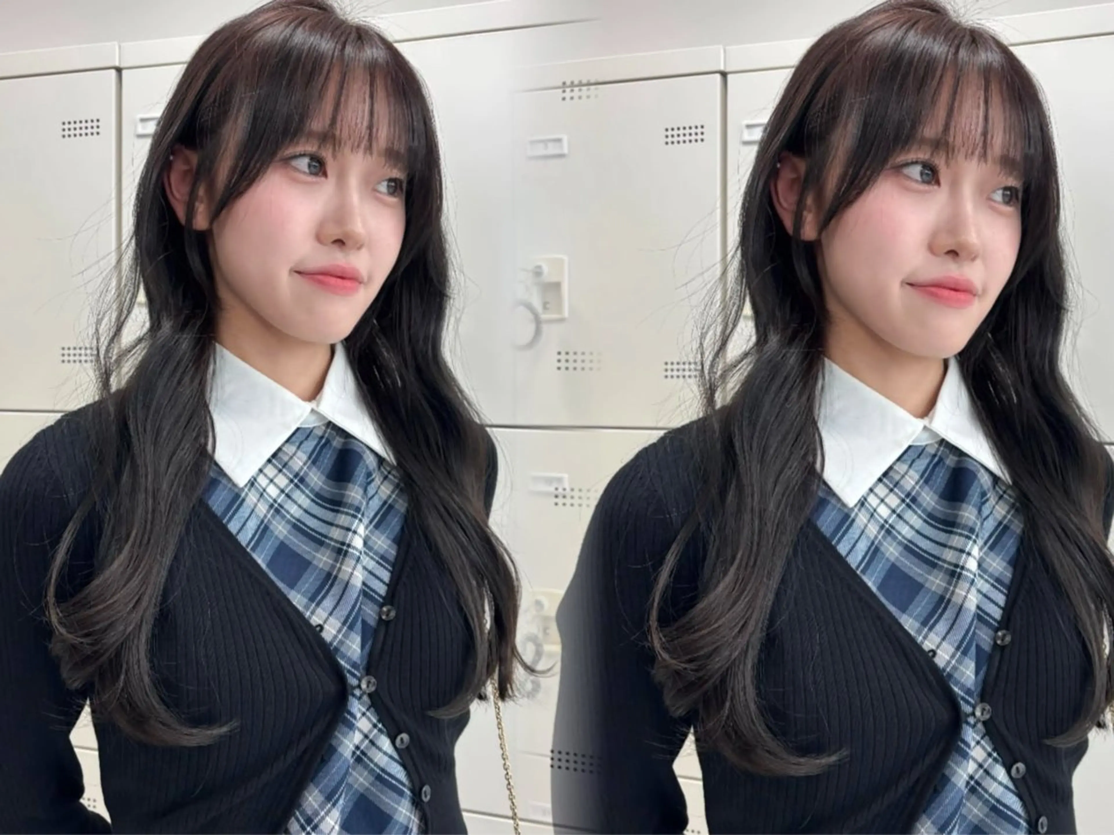 ロング カット ヘアカラー トリートメント 韓国ヘア/ブリーチ無 しWカラー/オリーブのヘアスタイル