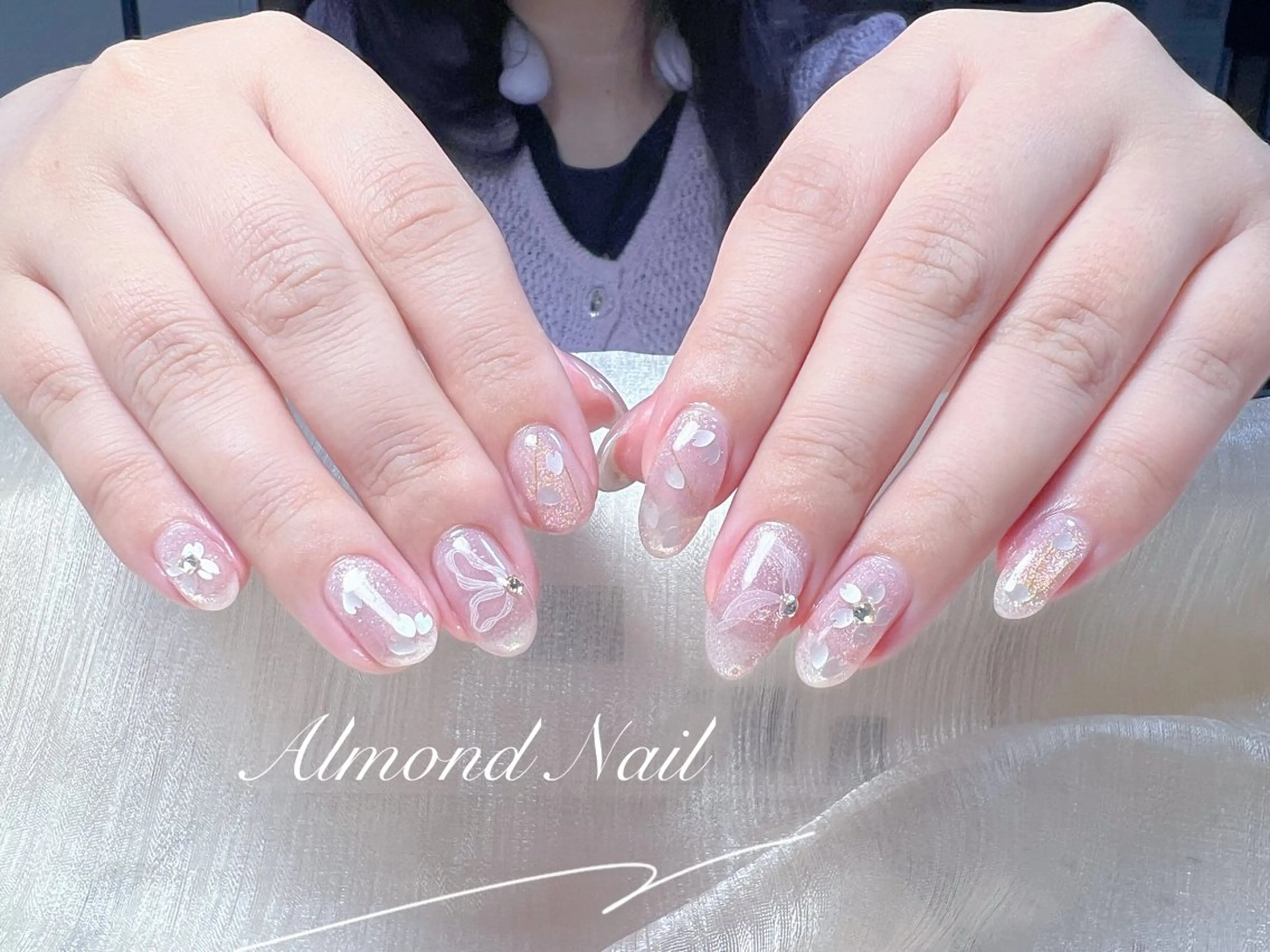 ネイル 長さ出し フラッシュネイル フットネイル フレンチネイル ジェルネイル Almond Nail 亀戸のネイルデザイン