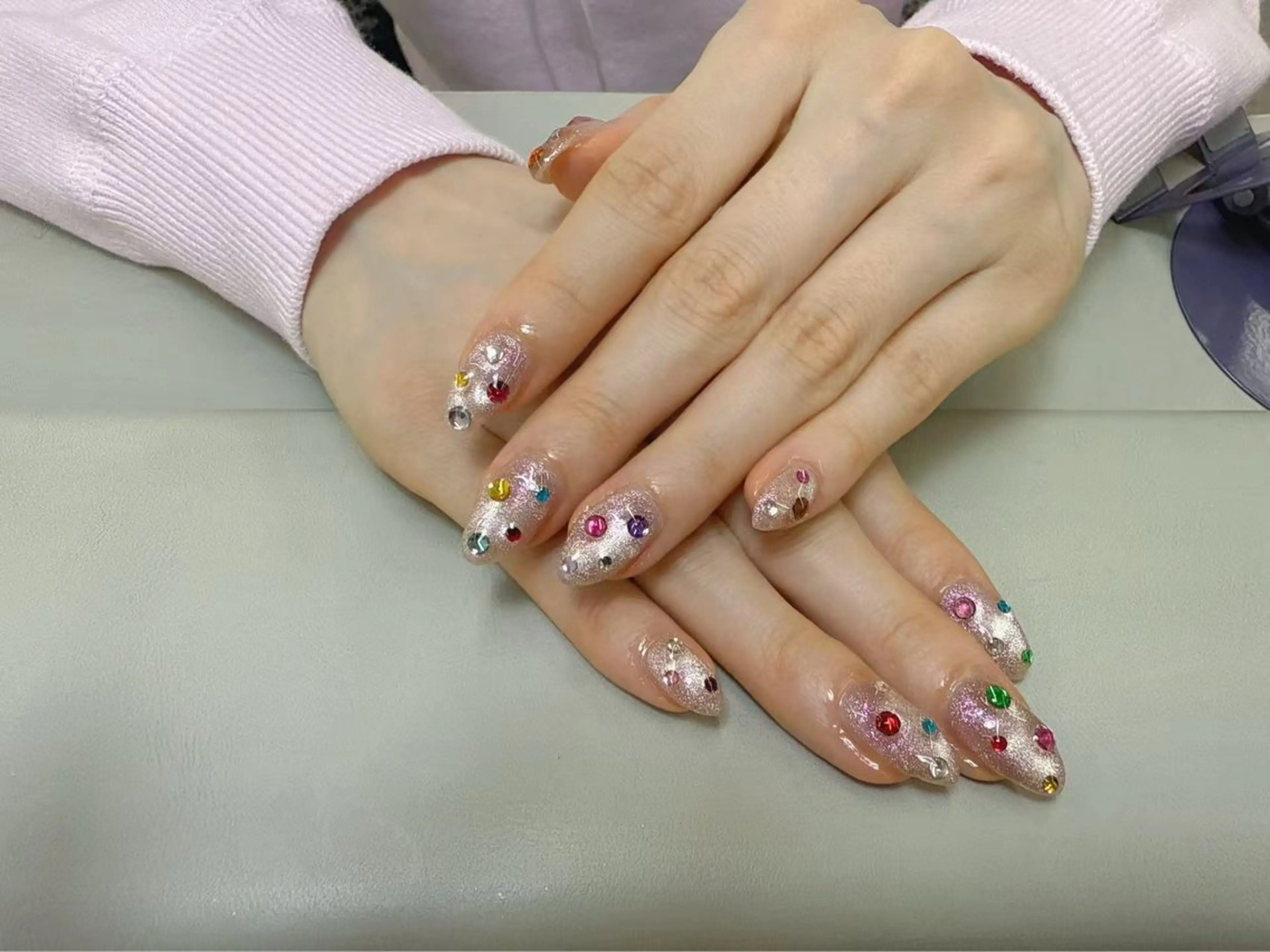 ネイル チークネイル フットネイル フレンチネイル ジェルネイル ガラスフレンチ 柚子 Nikoのネイルデザイン