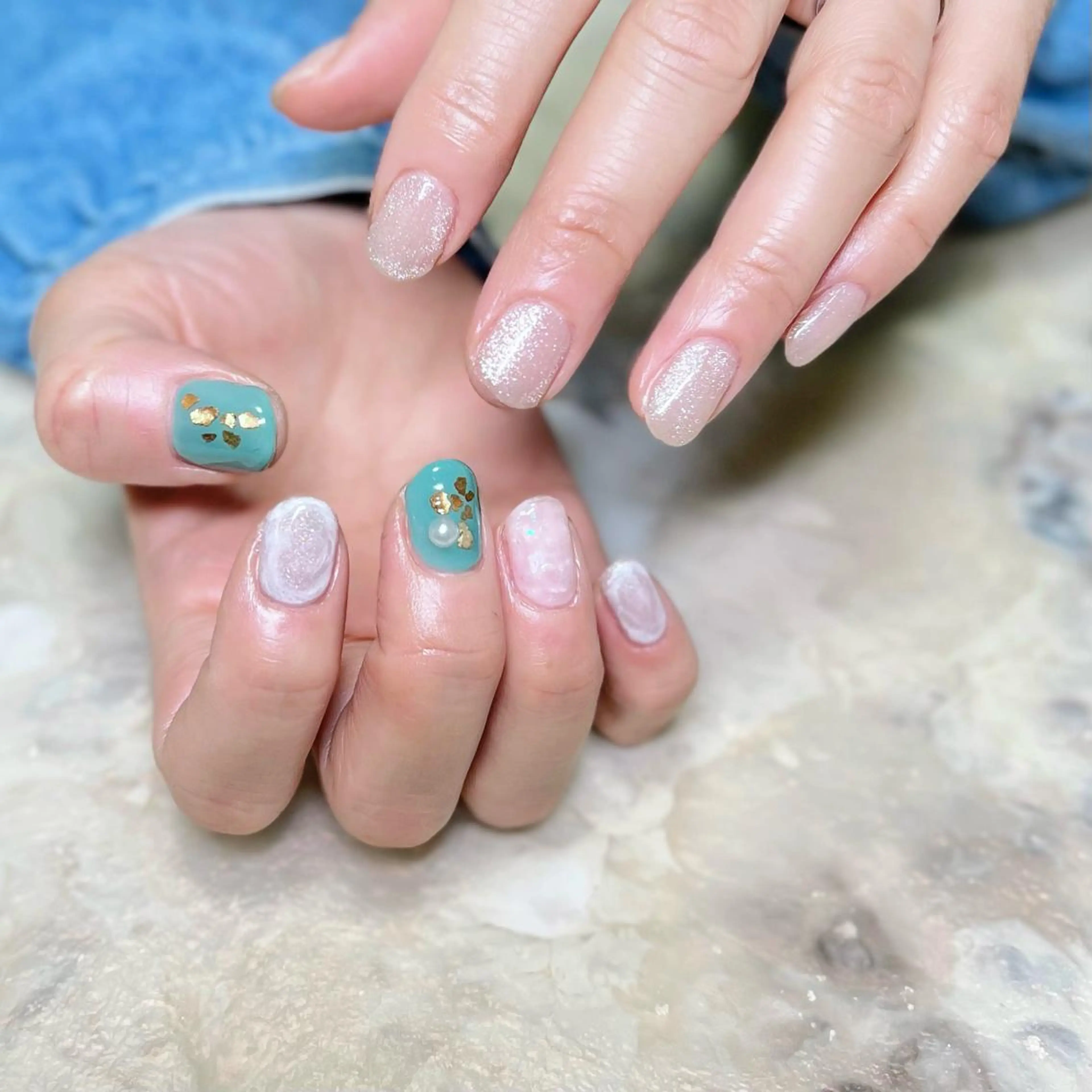 ネイル マグネットネイル ニュアンスネイル ショートネイル gemickle nailのネイルデザイン