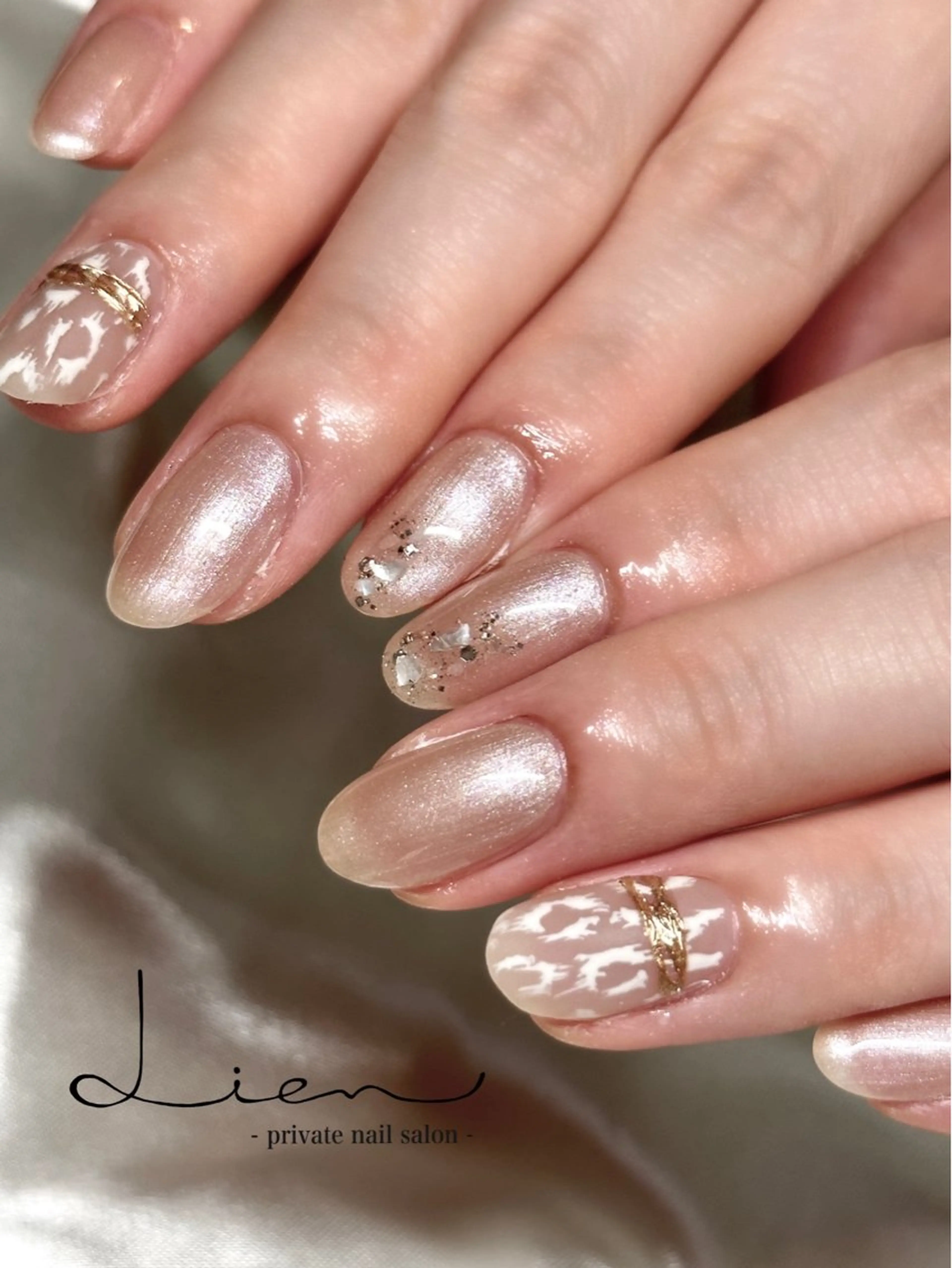 ネイル アニマル柄 オフィスネイル 冬ネイル ハンドネイル Lien 【リアン】北堀江のネイルデザイン