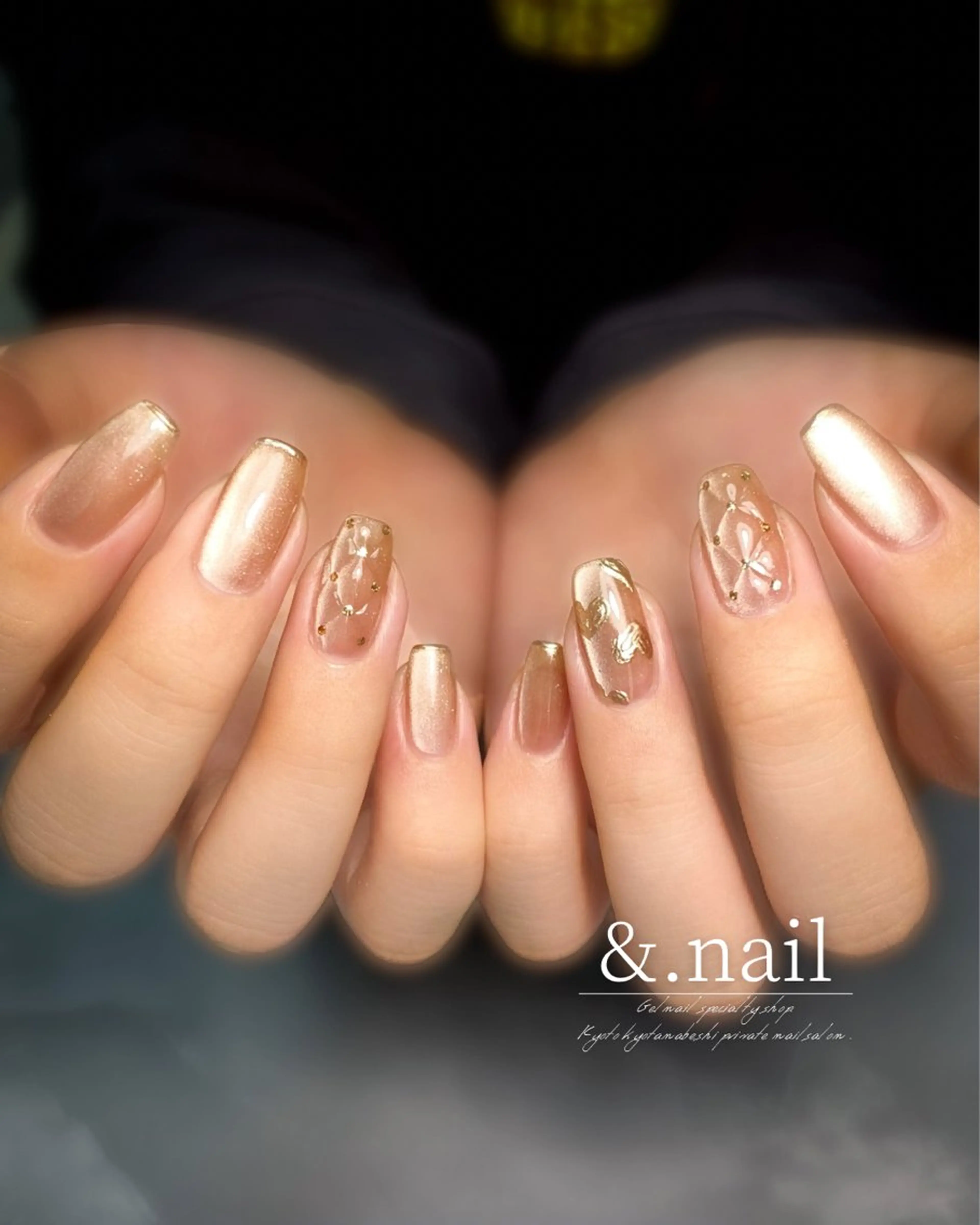 ネイル フレンチネイル ハート マグネットネイル ミラーネイル 持ち込み ハンドネイル &.nail/ ニュアンス/持込み可のネイルデザイン