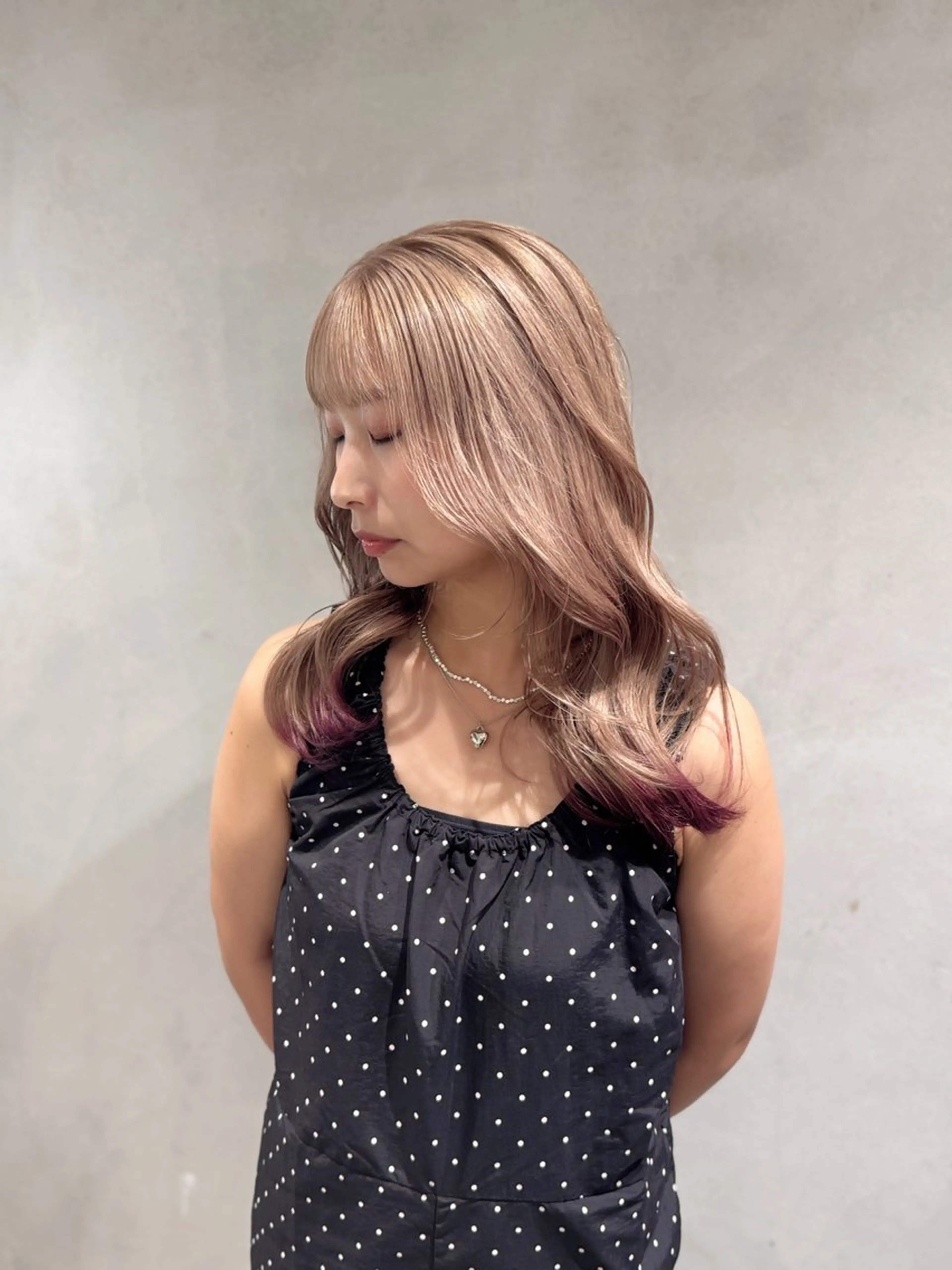 セミロング カラー カット ヘアカラー 💛透明感ハイトーン /ブリーチ縮毛💛のヘアスタイル