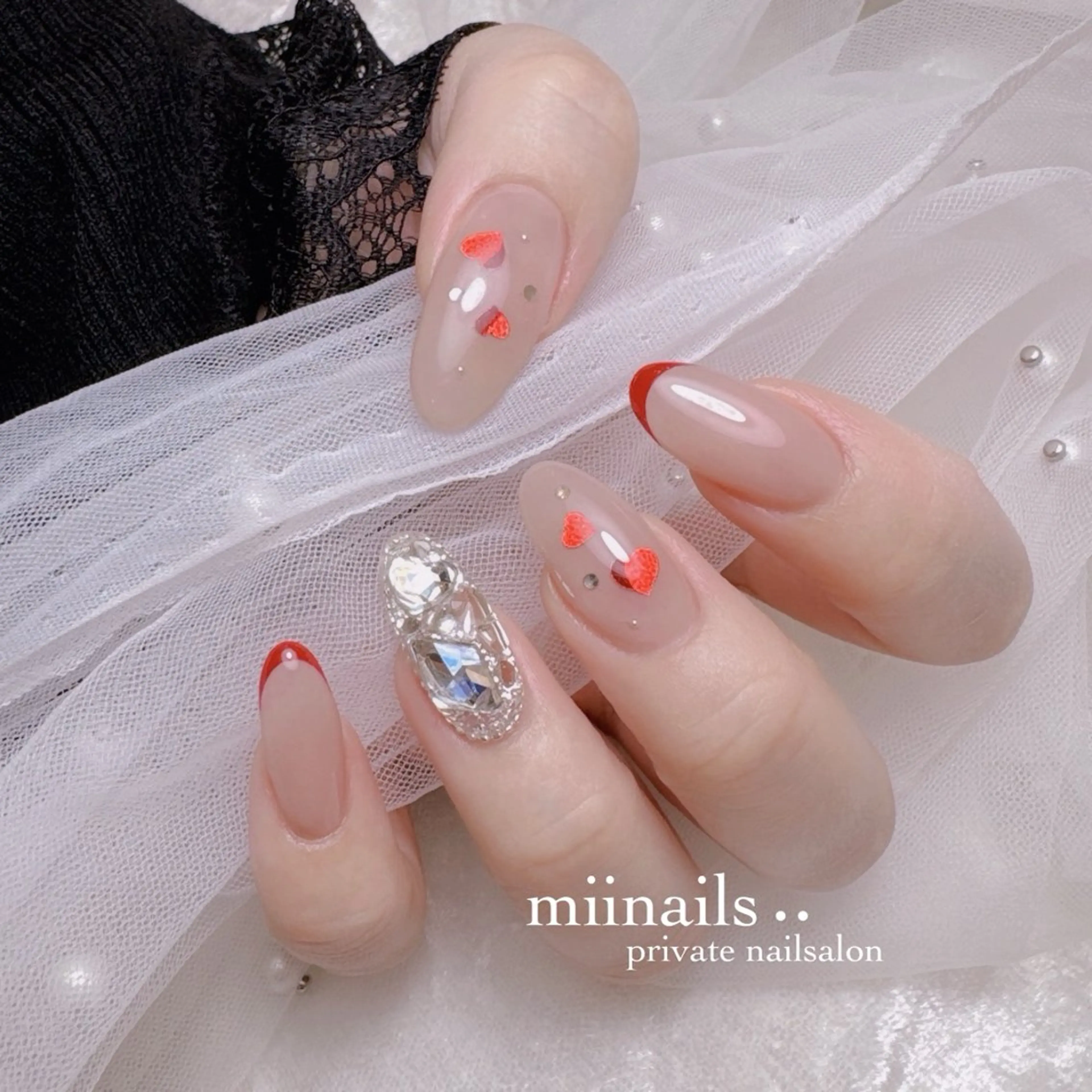 ネイル キラキラネイル 韓国ネイル ワンホンネイル ハンドネイル nailsalon miinailsのネイルデザイン