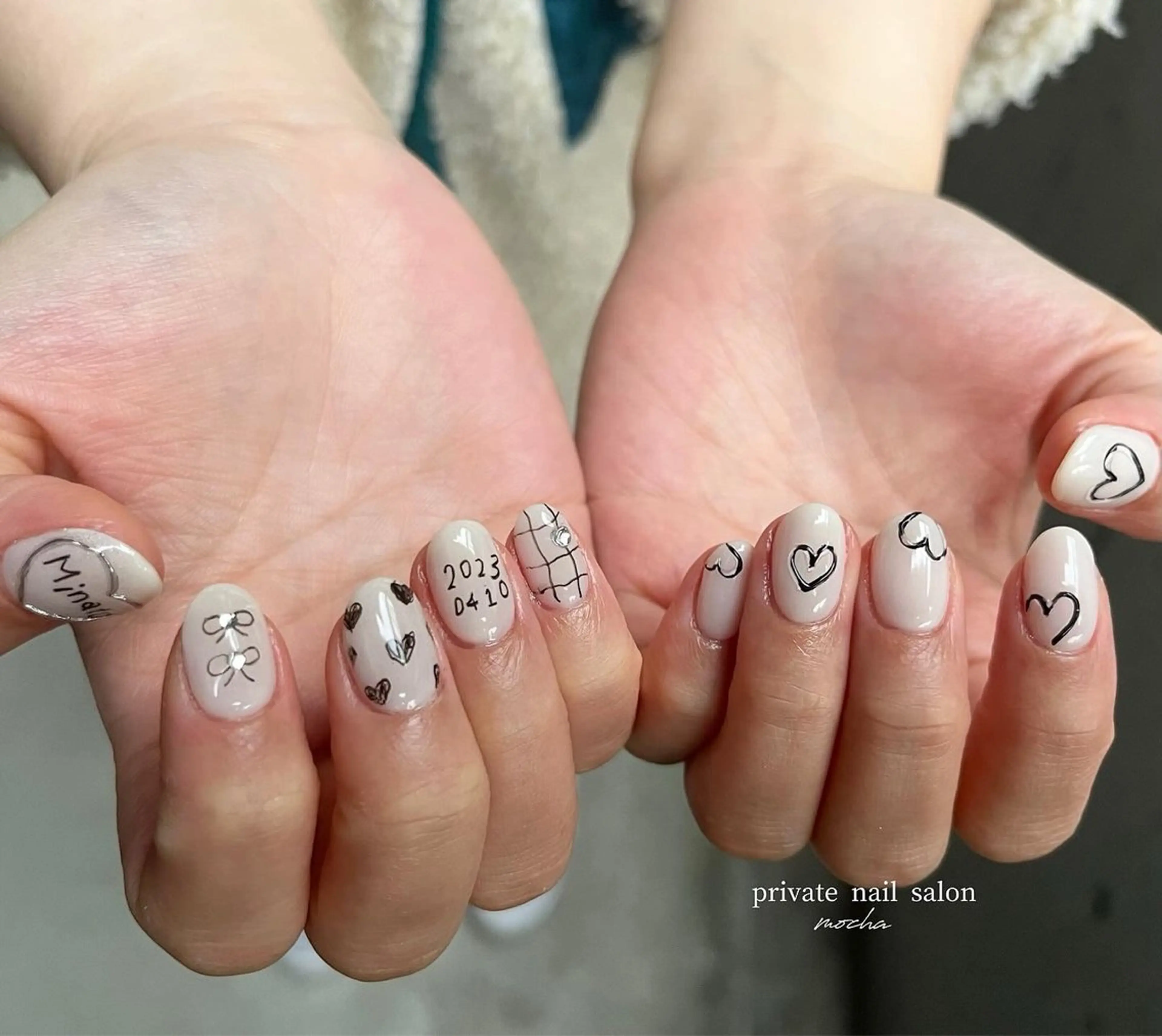 ネイル カジュアル フレンチネイル マグネットネイル ミラーネイル ニュアンスネイル ハンドネイル mocha nailのネイルデザイン