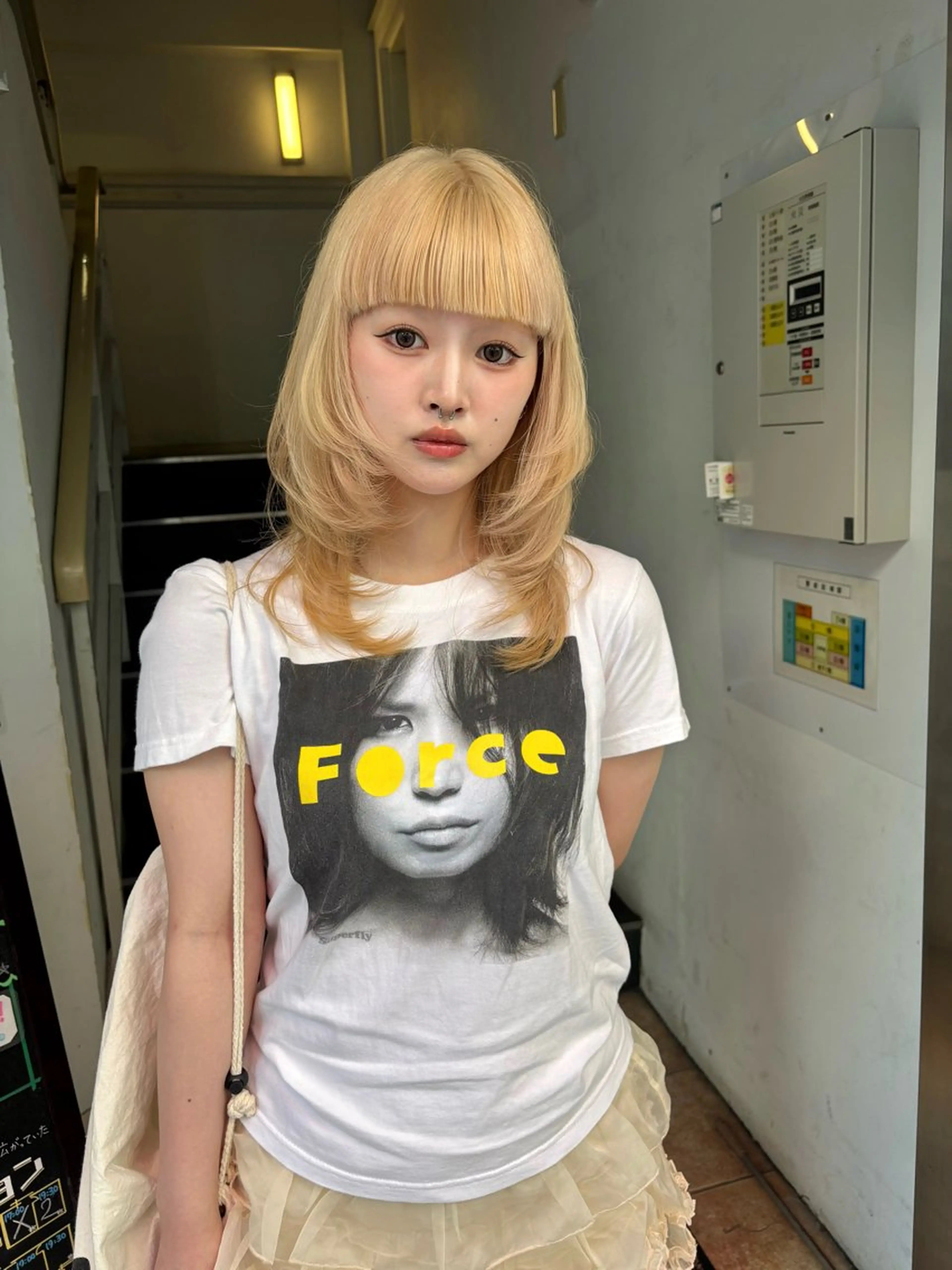 ミディアム カラー ブリーチ カット ヘアカラー トリートメント 遠田 優那のヘアスタイル