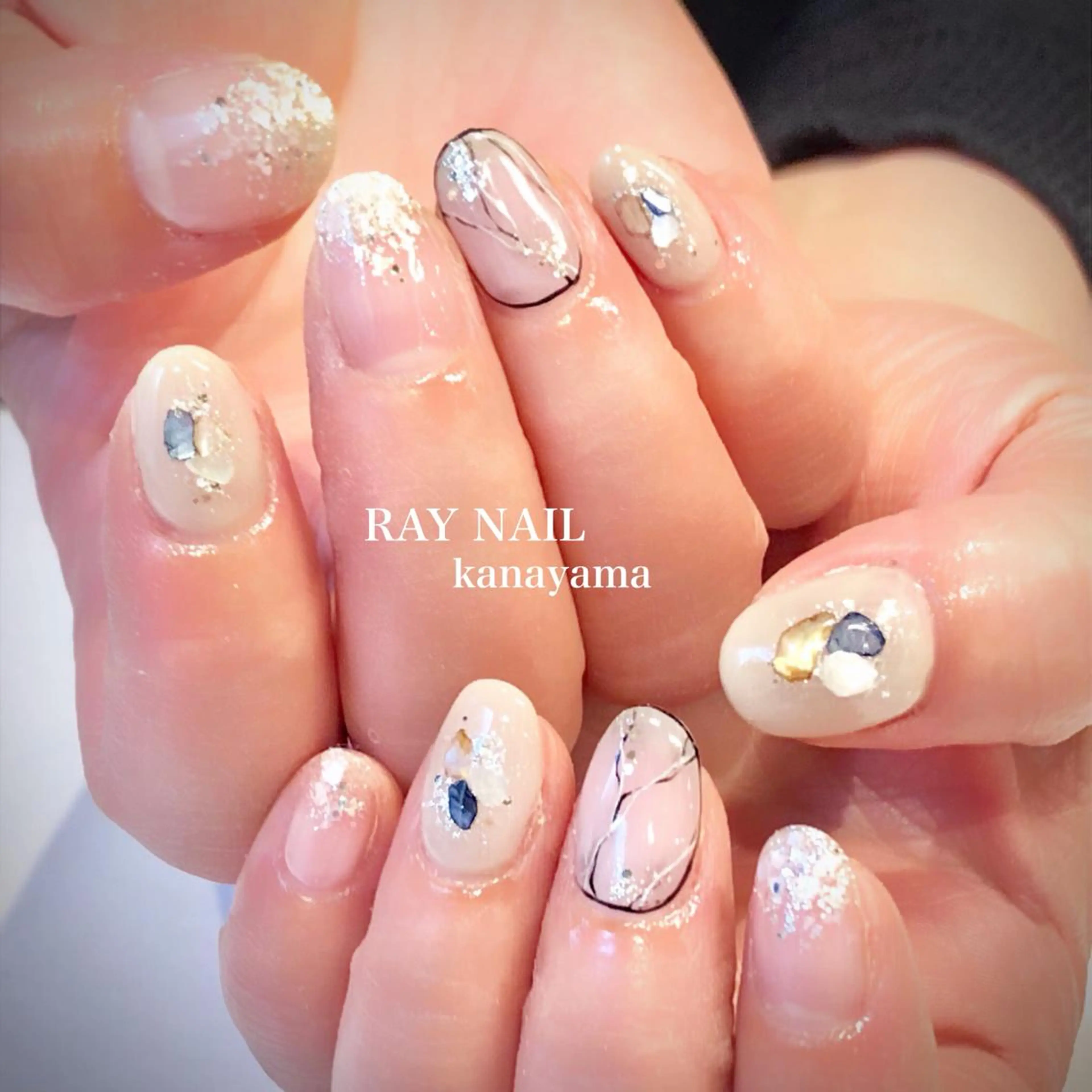 ネイル 大理石ネイル(マーブル) ストーンネイル Arowa 伊田のネイルデザイン