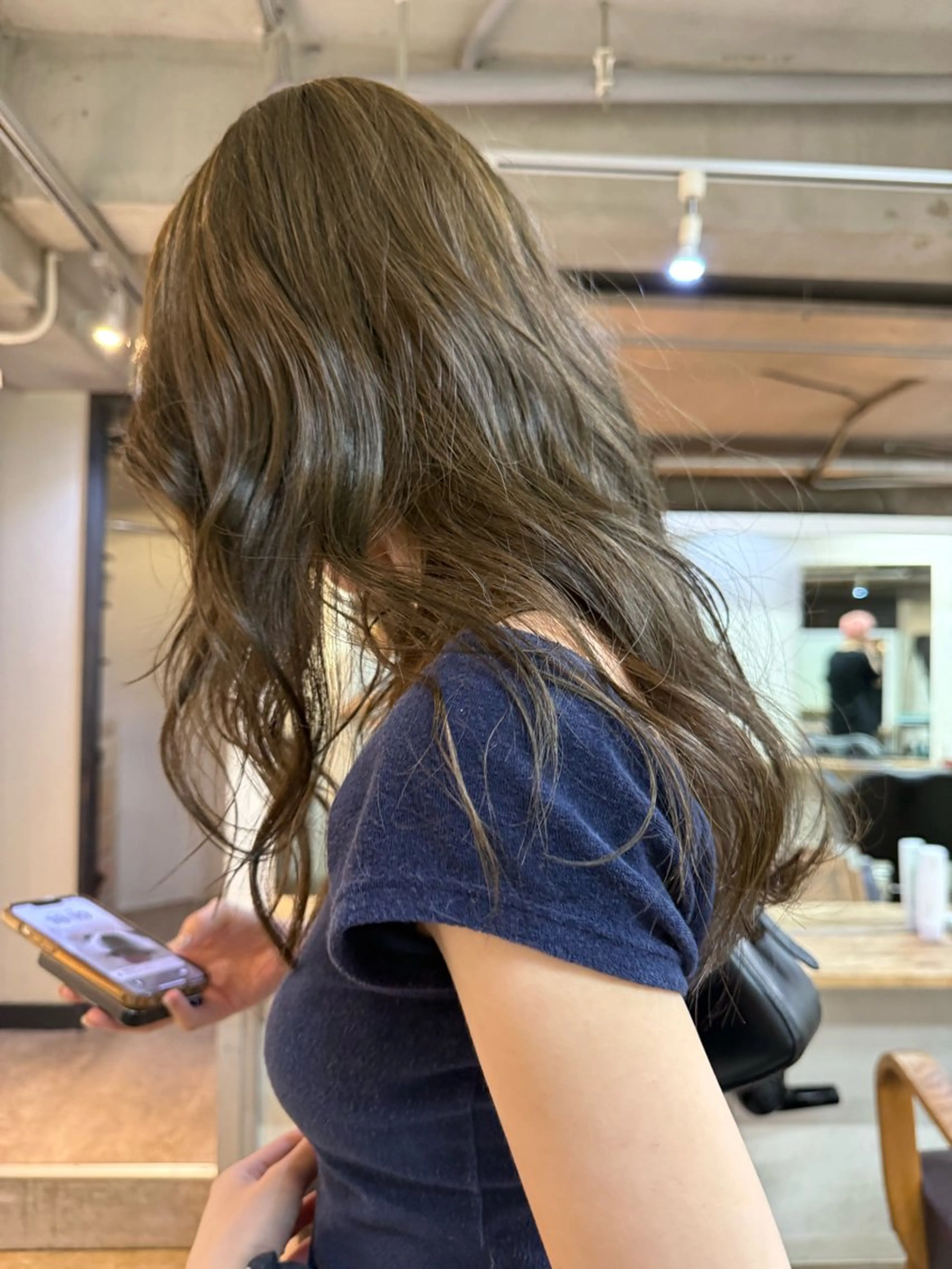 セミロング カラー イルミナカラー レイヤーカット カット ヘアカラー 森貴裕/ベージュ/ パーマ/オリーブのヘアスタイル