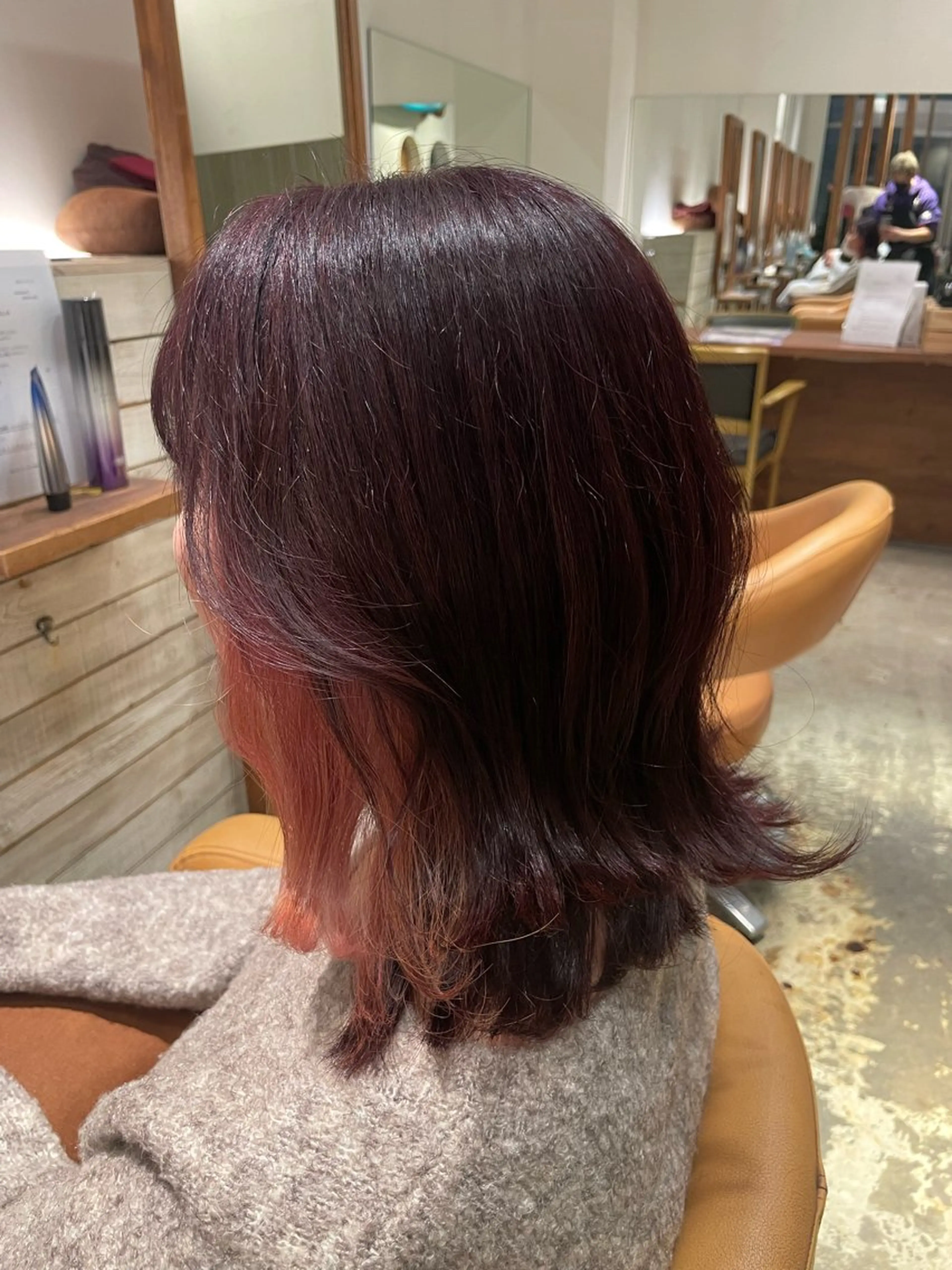 ミディアム カラー ボルドーカラー ブラウンカラー ピンクカラー カット ヘアカラー トリートメント EARTH菊名店👾 ひらのすぐるのヘアスタイル