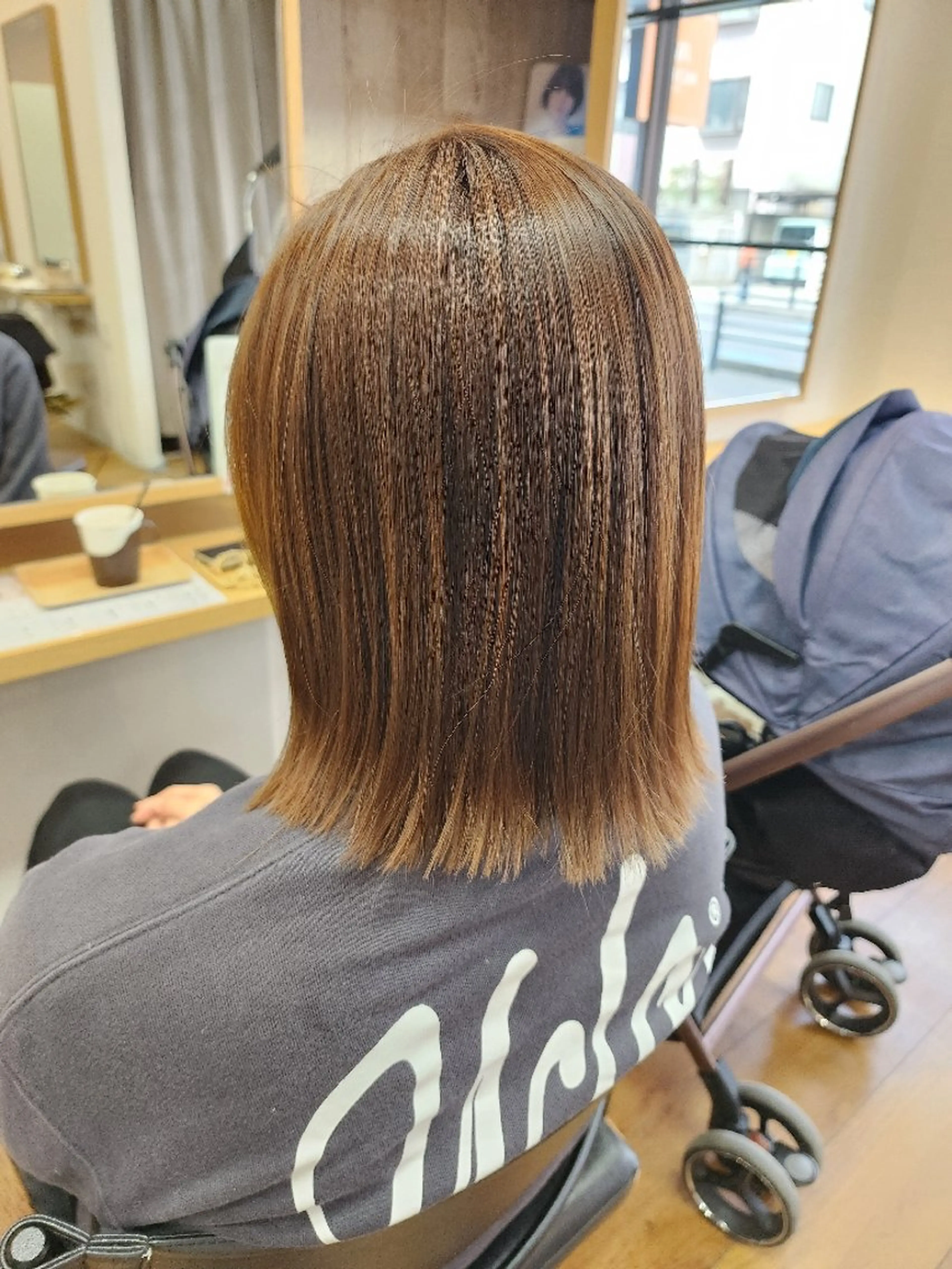 ミディアム カラー ベージュカラー オリーブベージュ ボブ 近森 美帆[モーラ高石店]のヘアスタイル