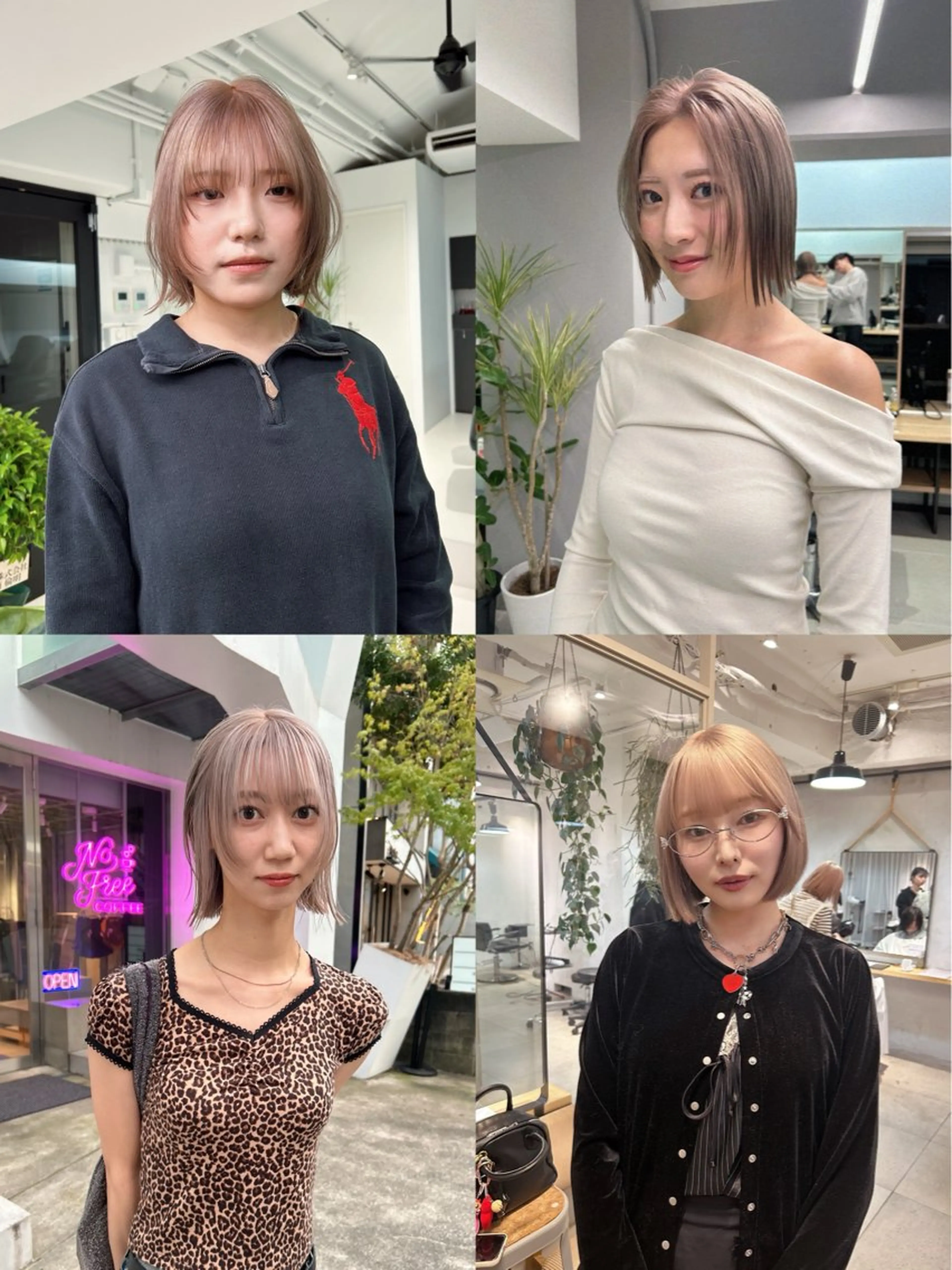 ショート カラー ヘアカラー トリートメント ハイトーンボブ 前田 表参道 グレージュのヘアスタイル