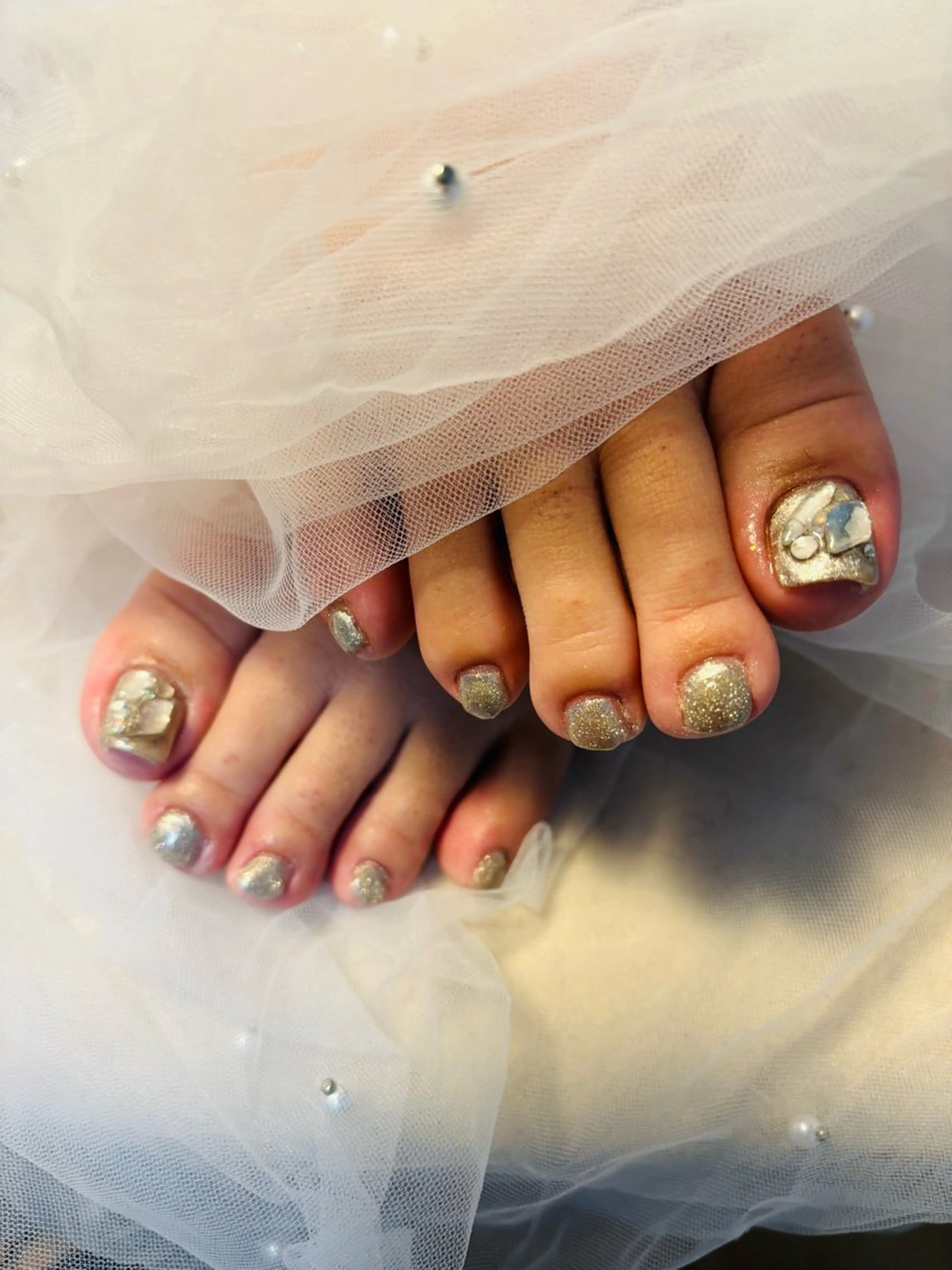 ネイル フラッシュネイル フットネイル フレンチネイル ジェルネイル ガラスフレンチ Nail salon Natulalのネイルデザイン