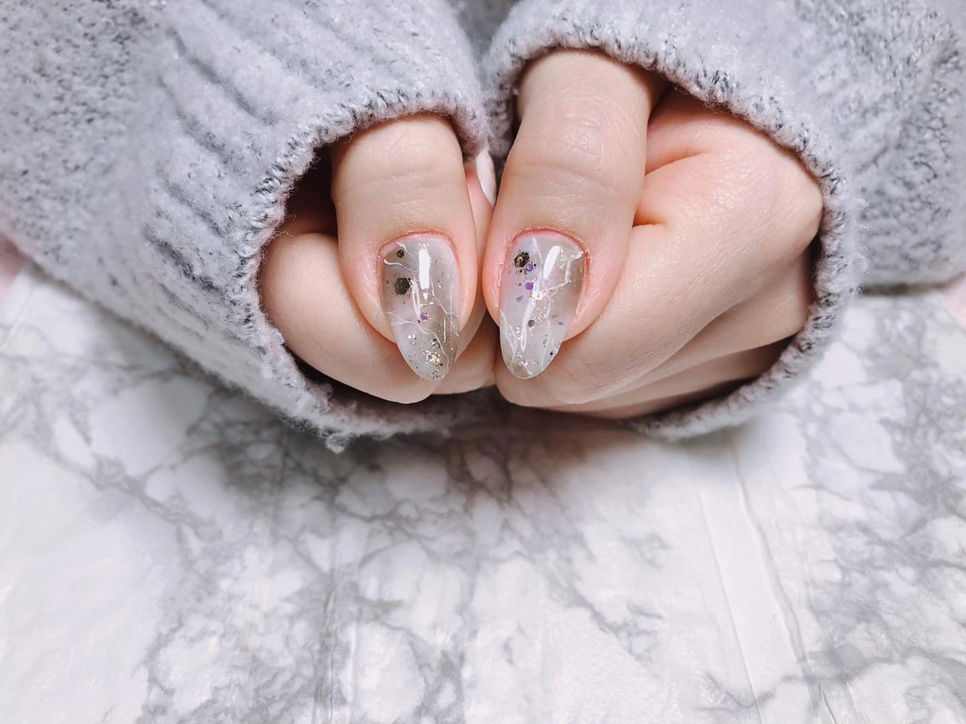 ネイル アートネイル 大理石ネイル(マーブル) ニュアンスネイル ハンドネイル Nailsalon Eve（イヴ）のネイルデザイン