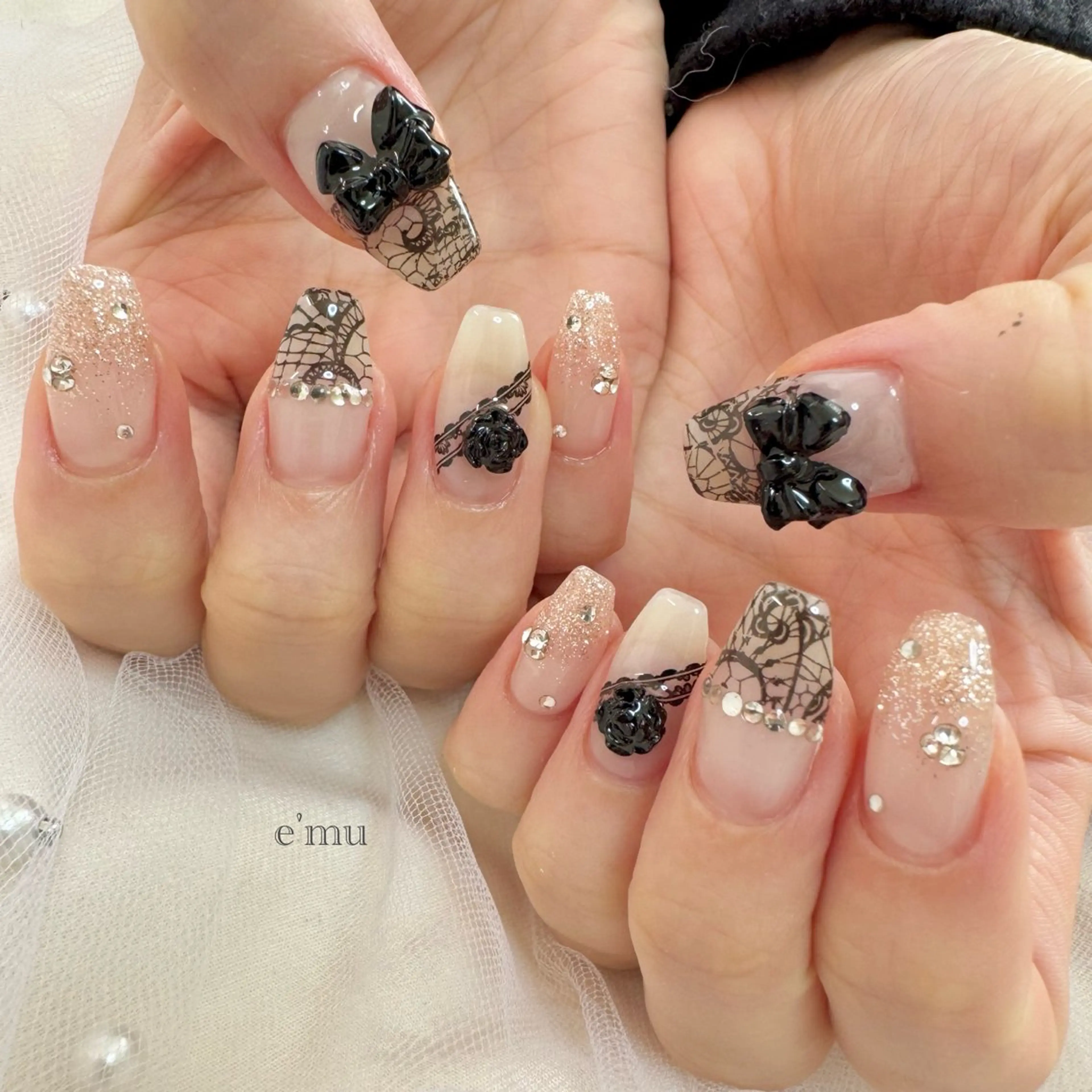 ネイル レース ハンドネイル nail salon e'mu💐のネイルデザイン