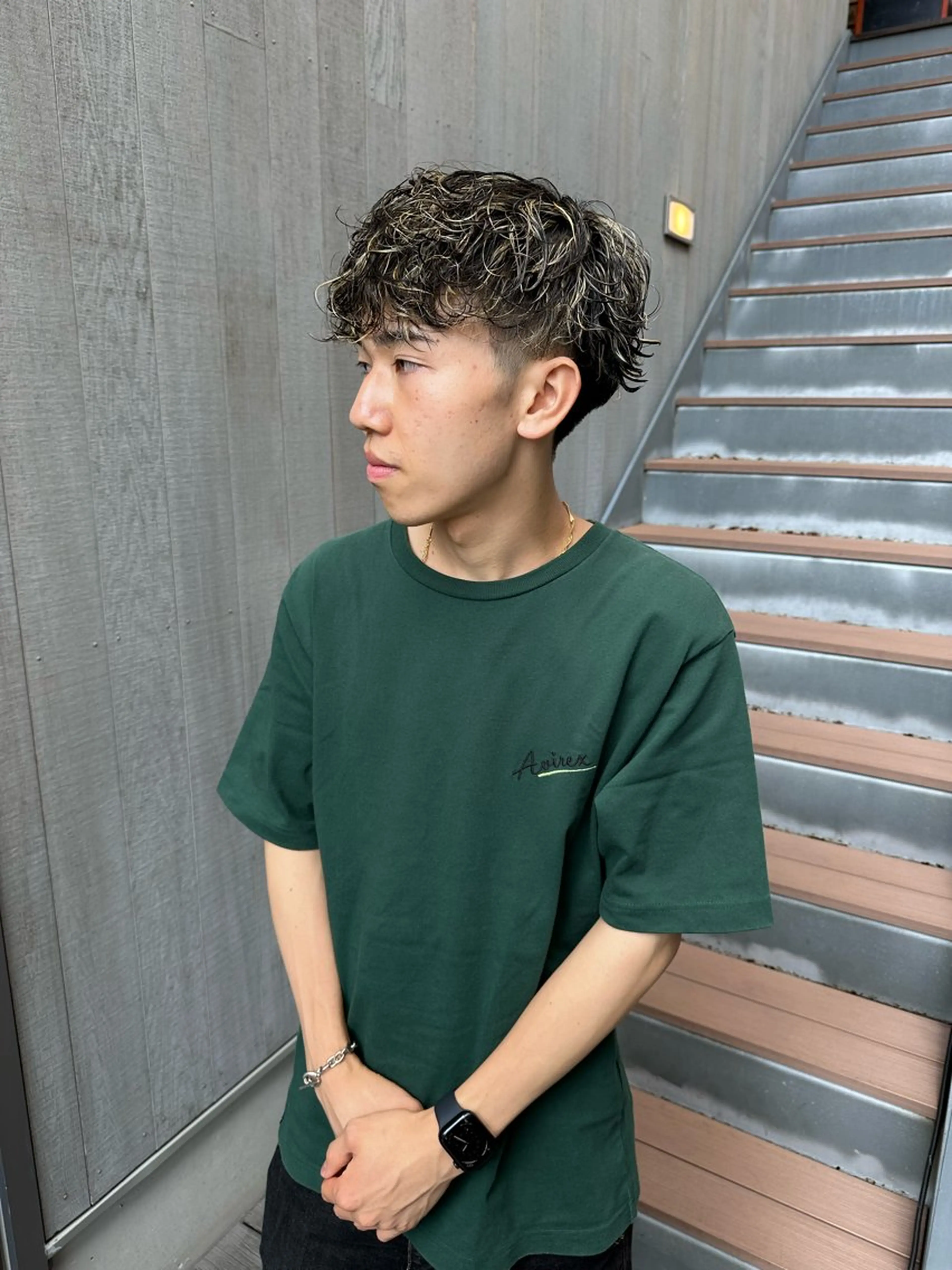 ショート カラー パーマ メンズ 似合わせレイヤー 海外風レイヤーmioのヘアスタイル