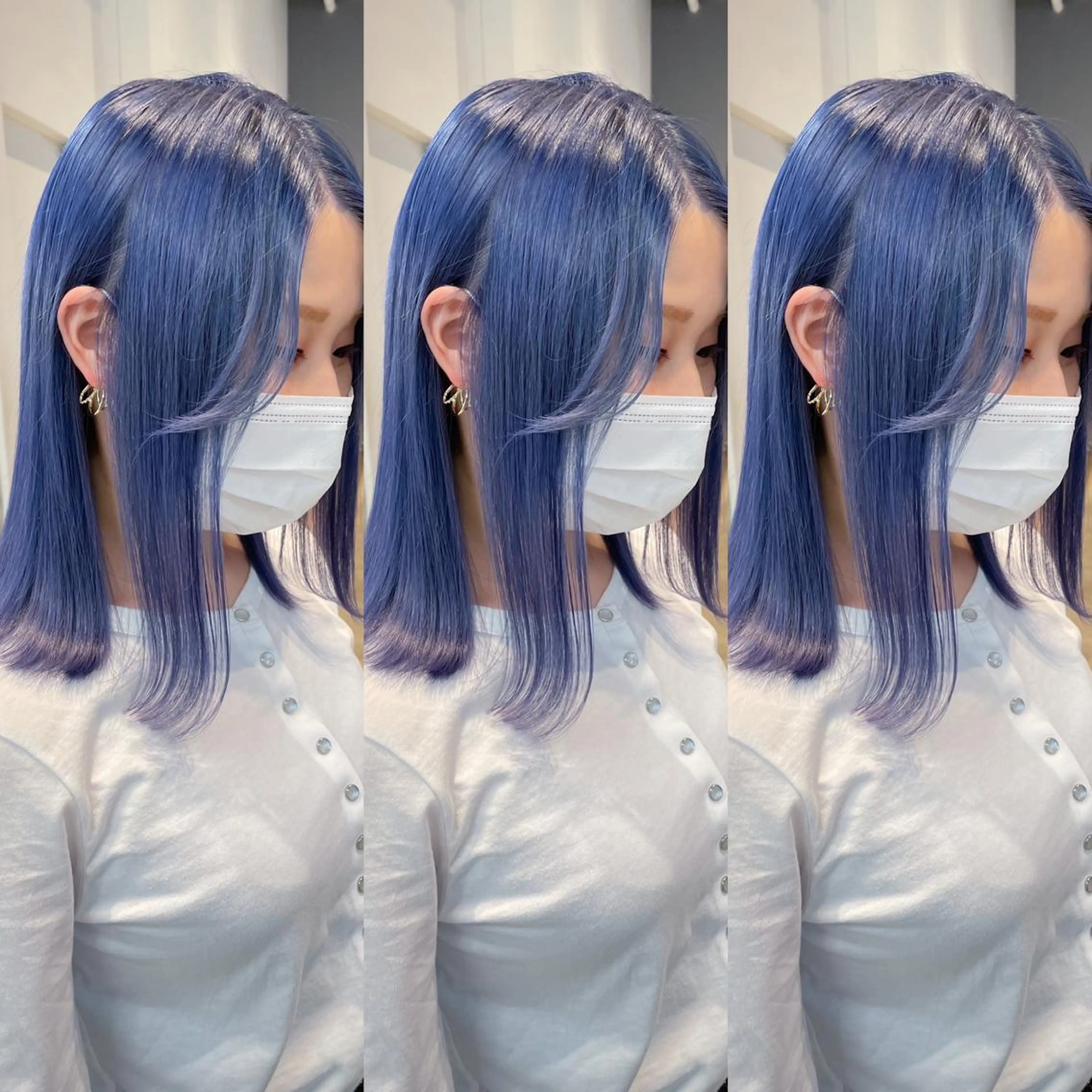 ミディアム カラー ブルーカラー カット ヘアカラー トリートメント ヘアセット 💜ハイトーン💛 マジカルかいちゃんのヘアスタイル