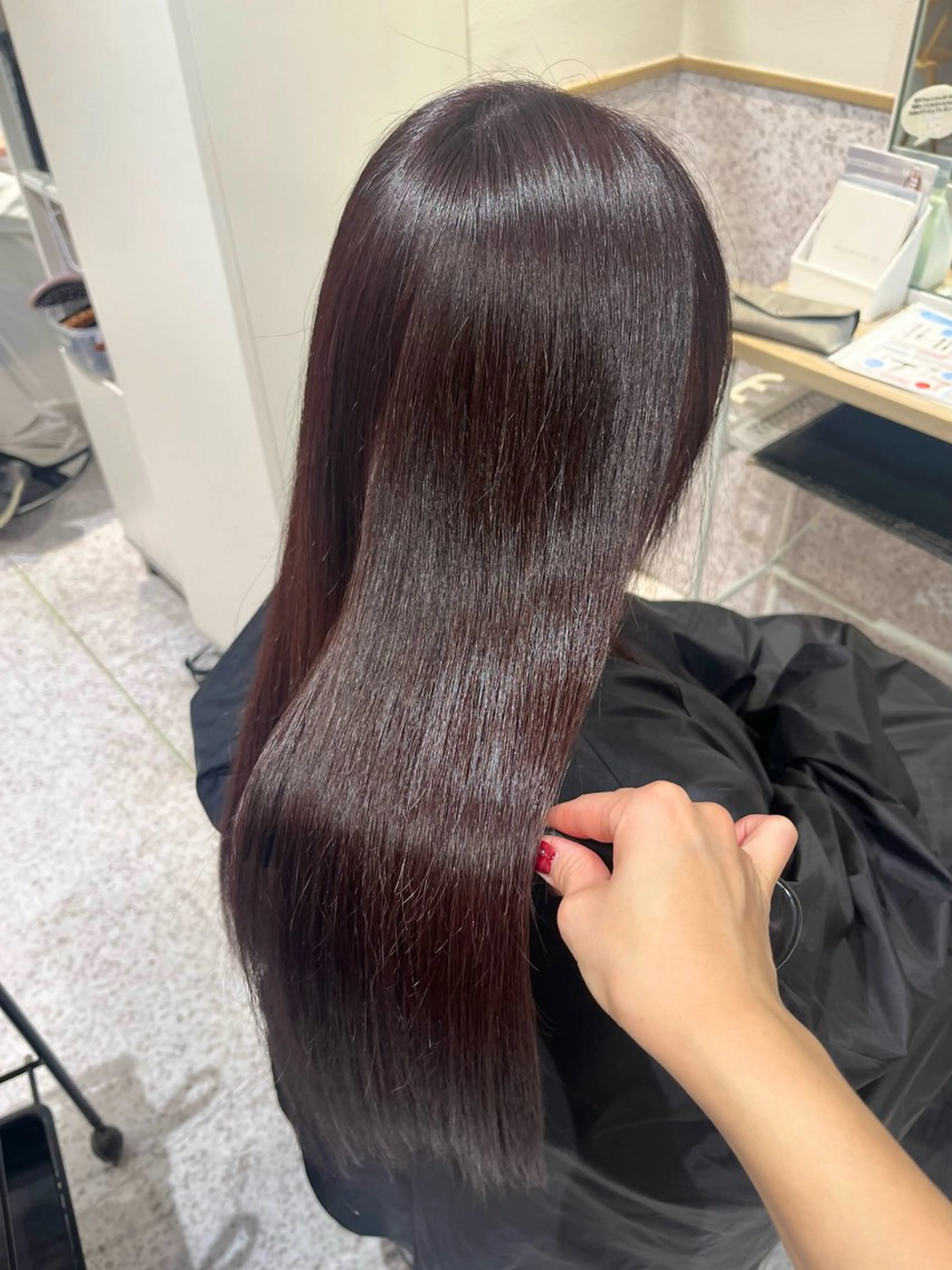 ロング カラー ブリーチ カシス ダブルカラー ハイトーンカラー ブリーチなしカラー カット ヘアカラー 髪質改善&艶カラー/ ほんだあみ (♡)のヘアスタイル